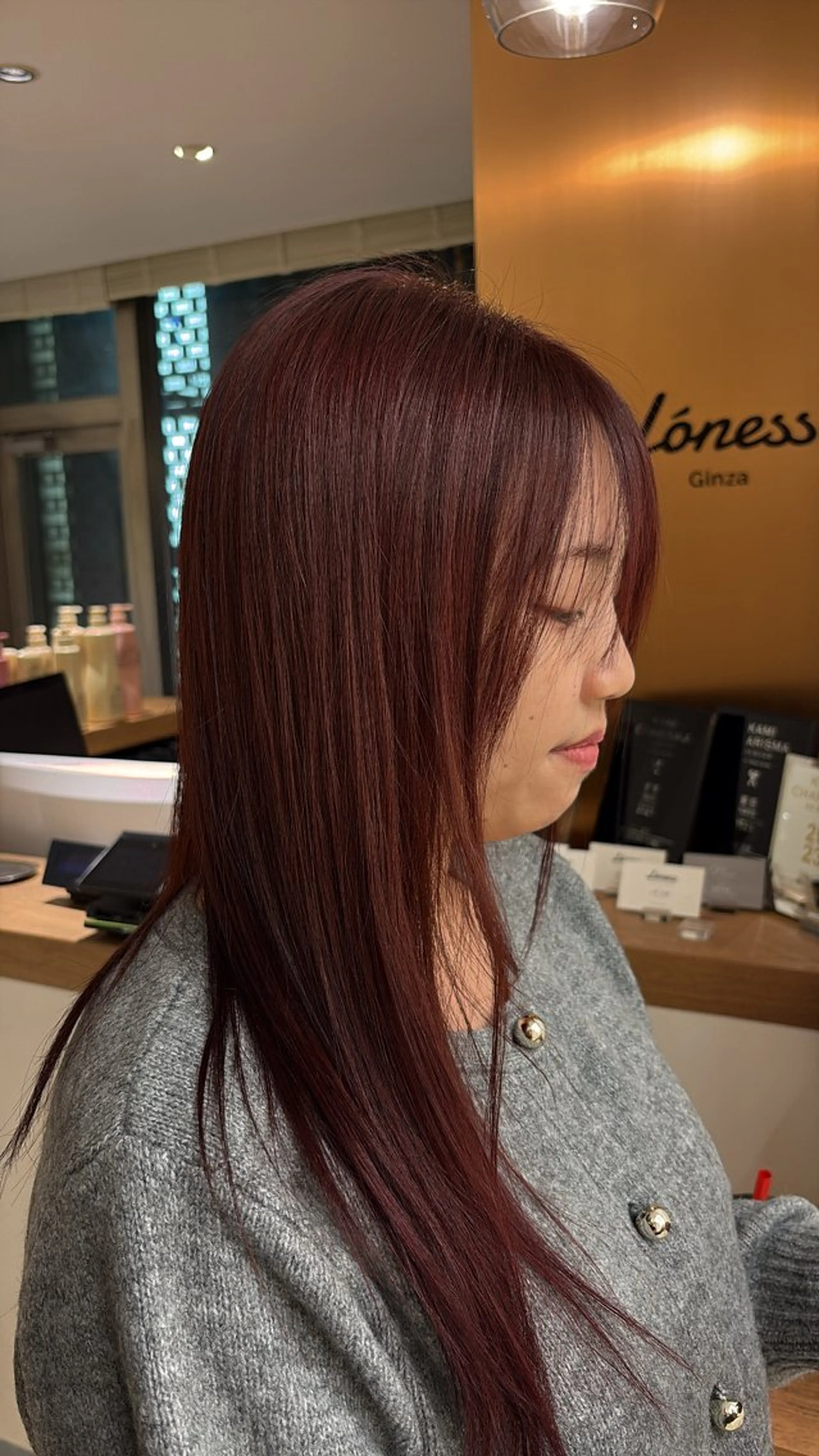 カラー レッドカラー ヘアカラー トリートメント 桃崎 晏地のヘアスタイル