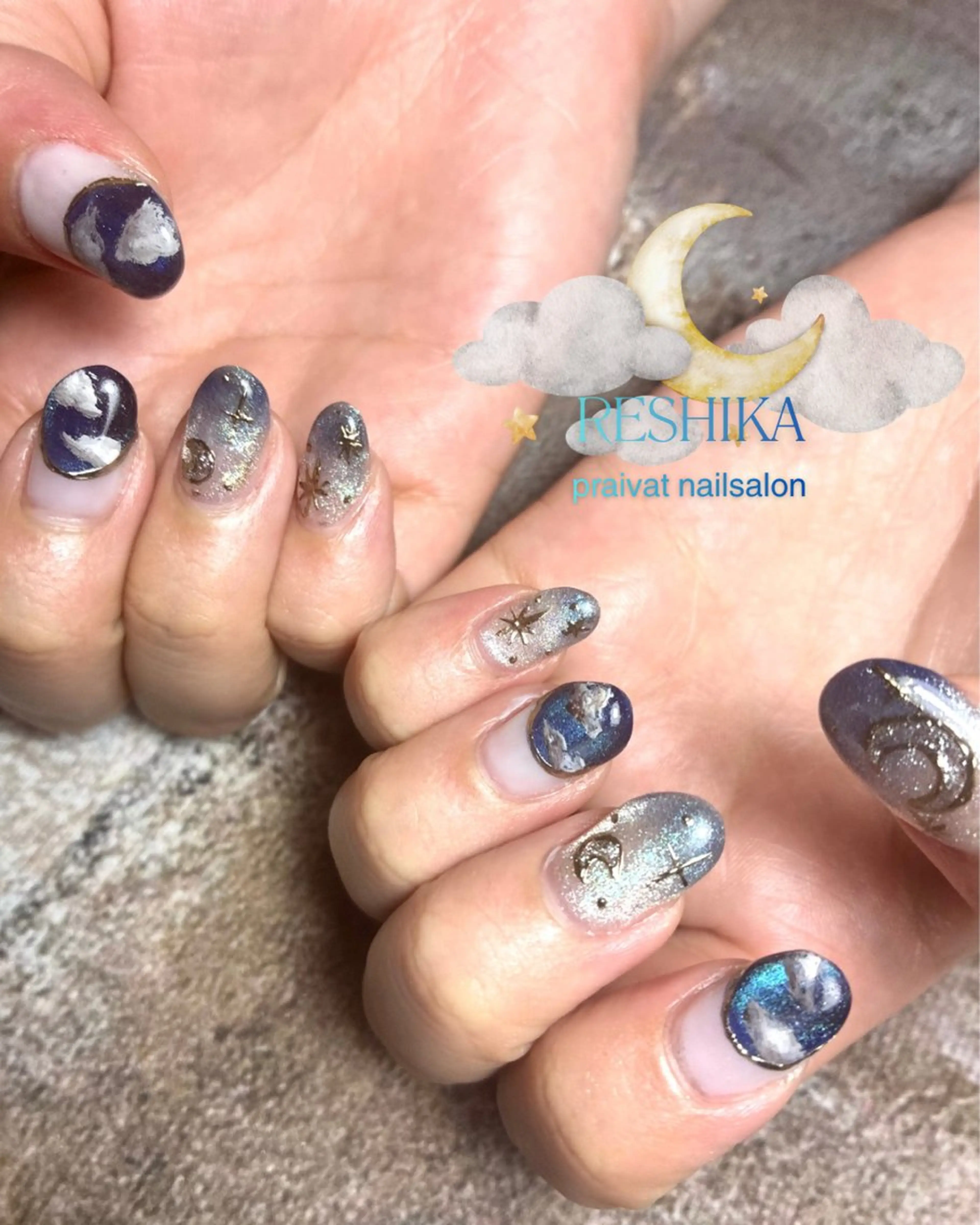 ネイル ブルー 赤色 m mのネイルデザイン