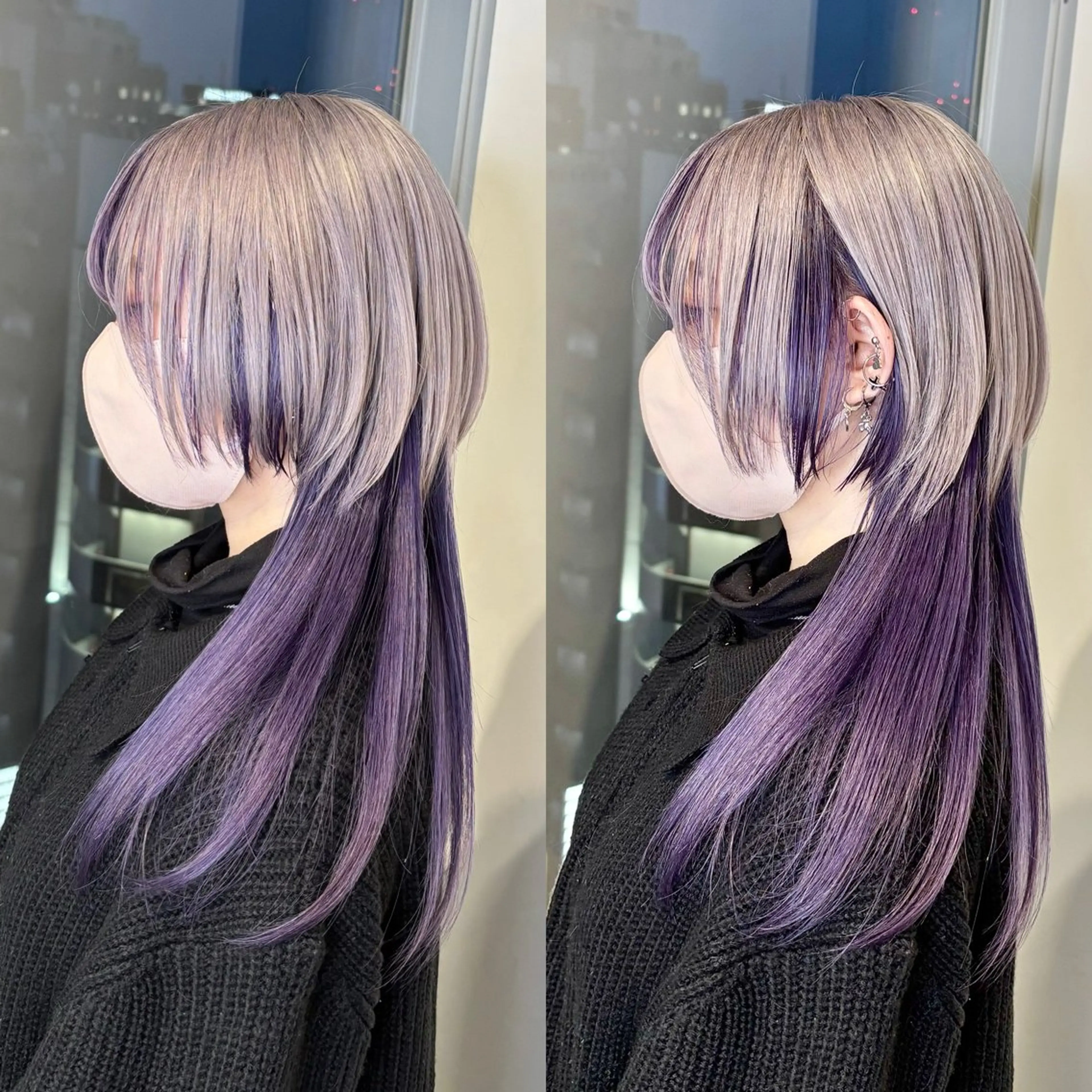 ロング カラー ヘアアレンジ ロング ウルフカット ヘアカラー トリートメント ｲﾝﾅｰｶﾗｰ屋さん 🫧伊藤拓実のヘアスタイル