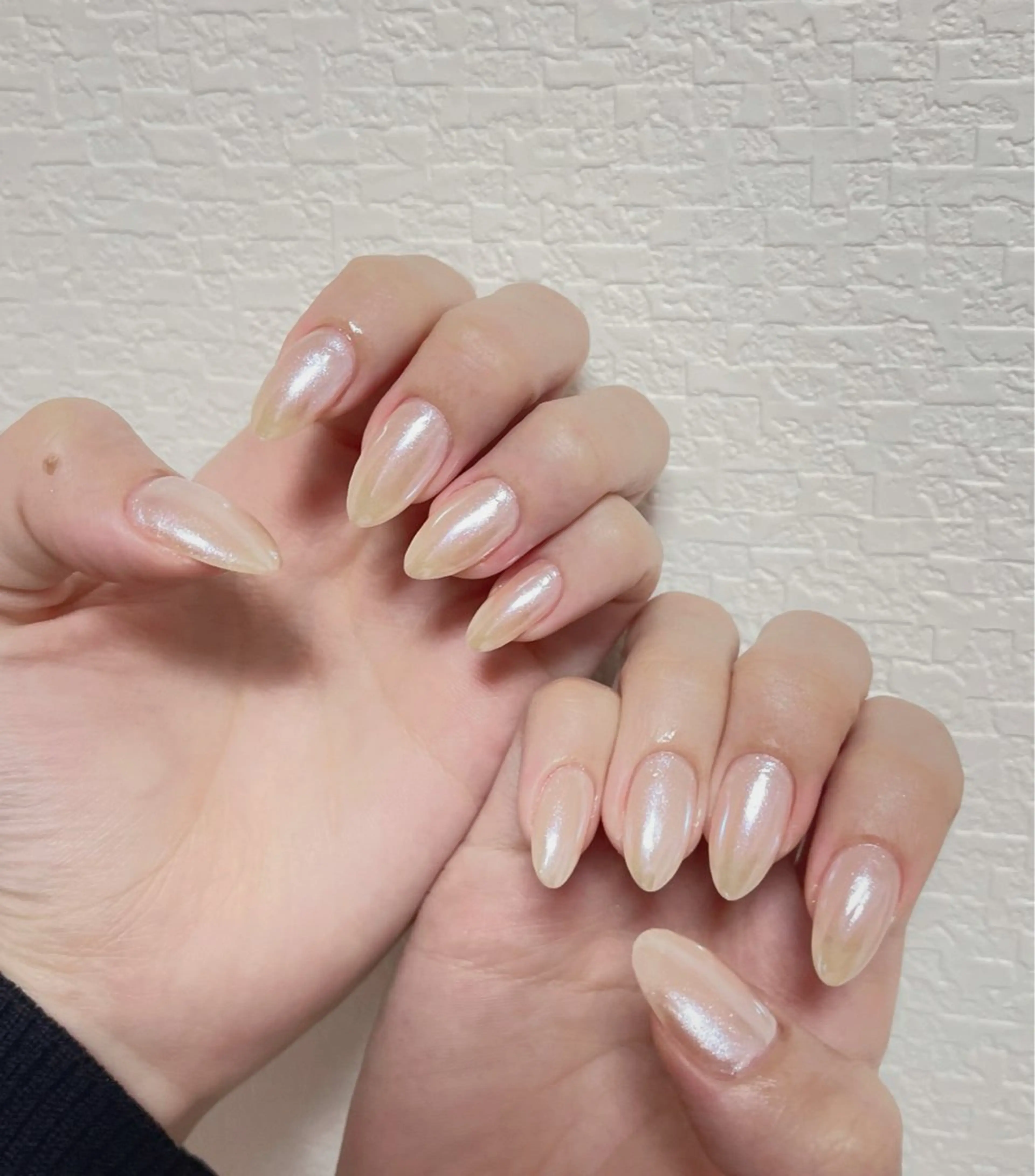 ネイル オーロラネイル 長さ出し フットネイル 韓国ネイル ラメ(グリッター) 👍thumbs up nail👍のネイルデザイン