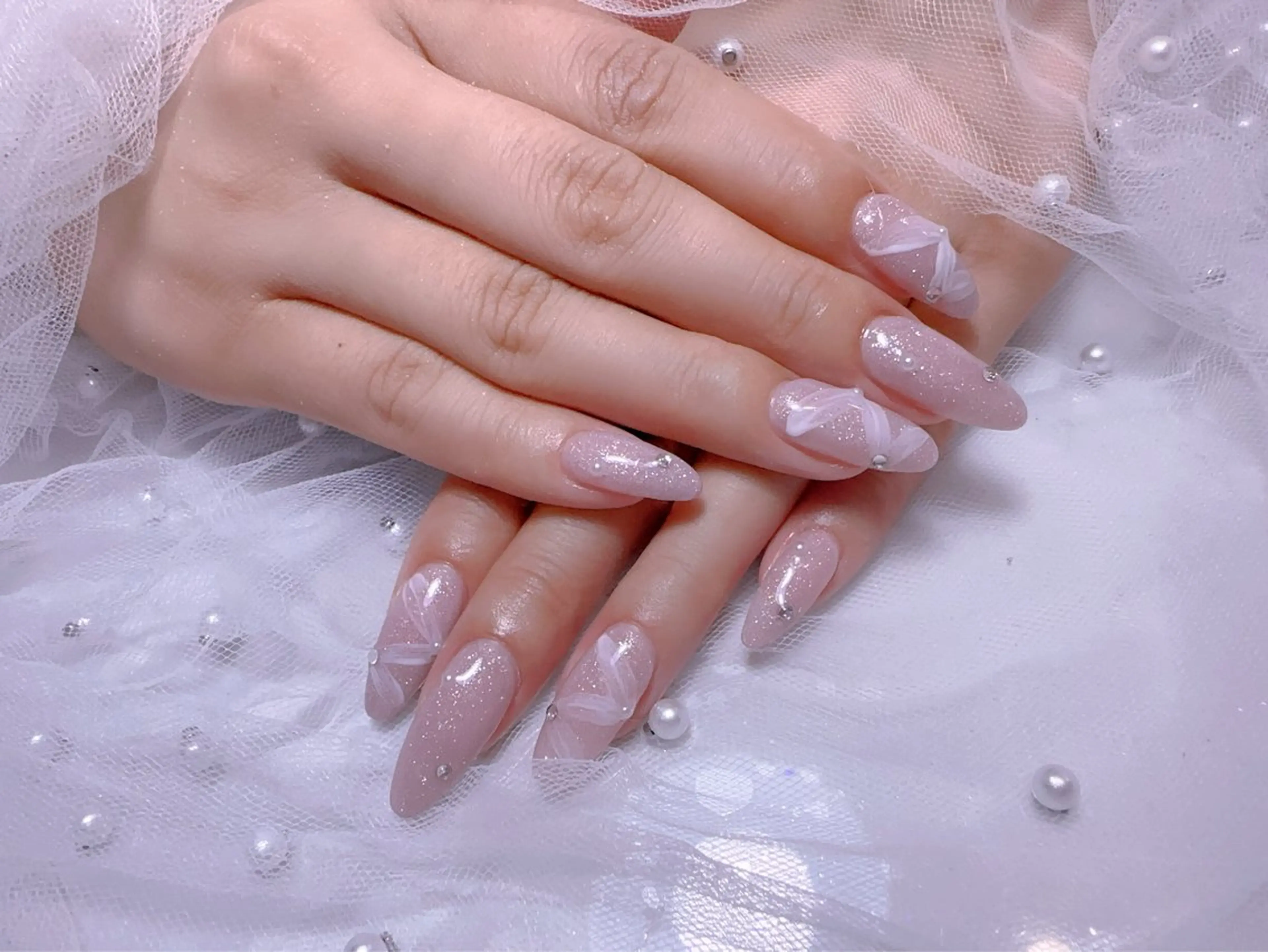 ネイル アートネイル フラッシュネイル フレンチネイル ジェルネイル ガラスフレンチ ハンドネイル You&Me Miyuのネイルデザイン