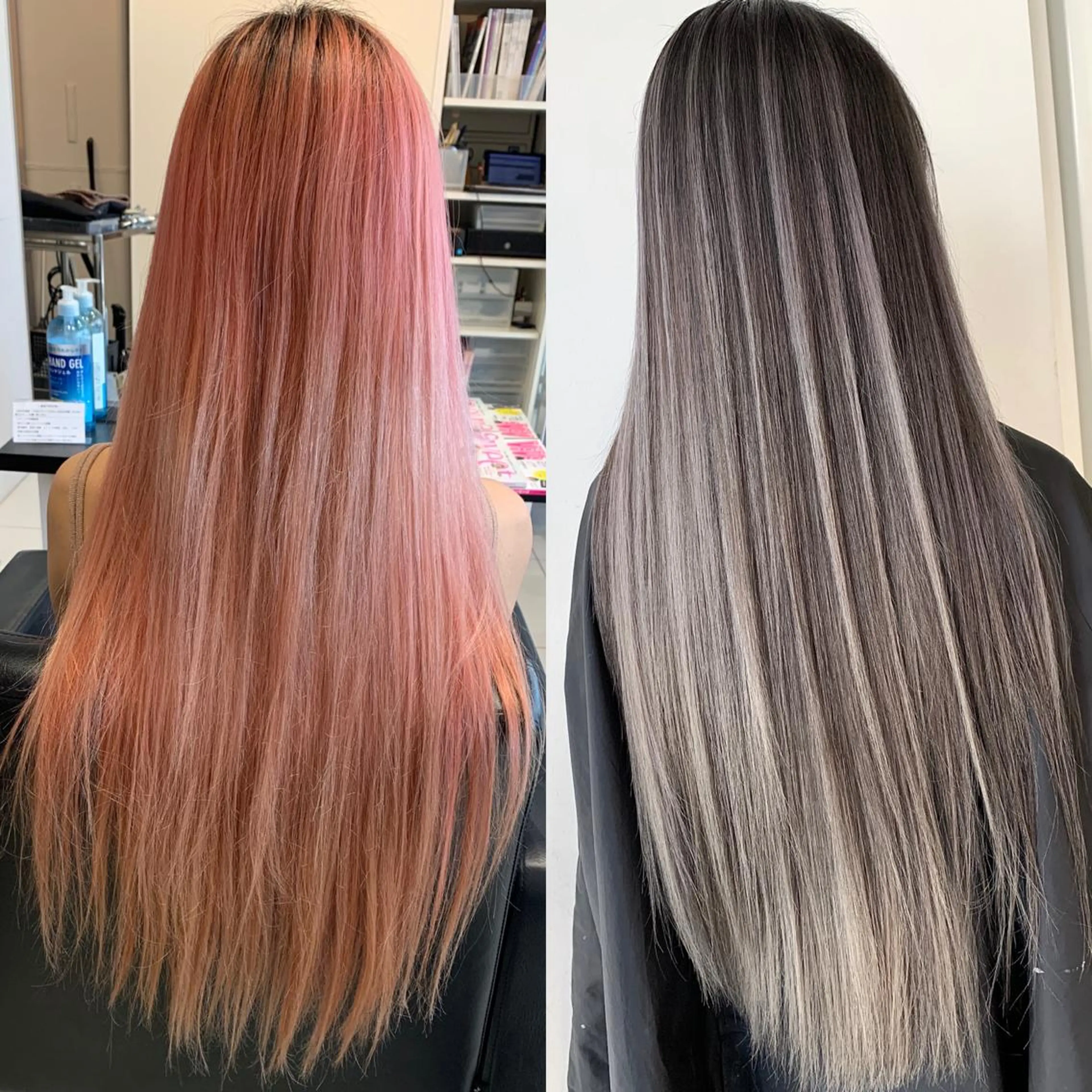 ロング カラー ヘアアレンジ 切りっぱなしボブ バレイヤージュ 黒髪 グラデーションカラー ハイライトカラー 阿部 圭悟のヘアスタイル