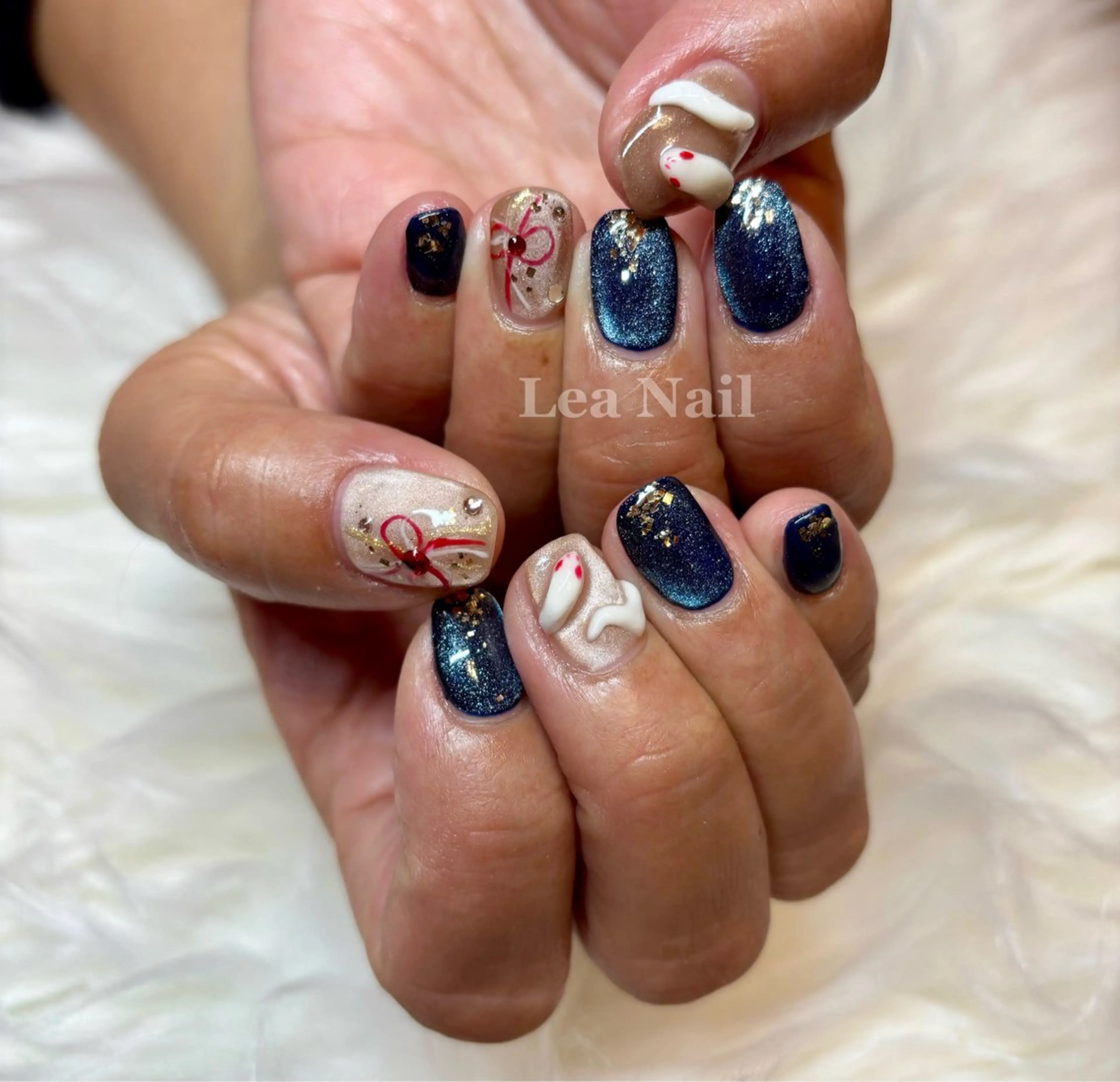 ネイル マグネットネイル 持ち込み ネイビー Lea Nailのネイルデザイン