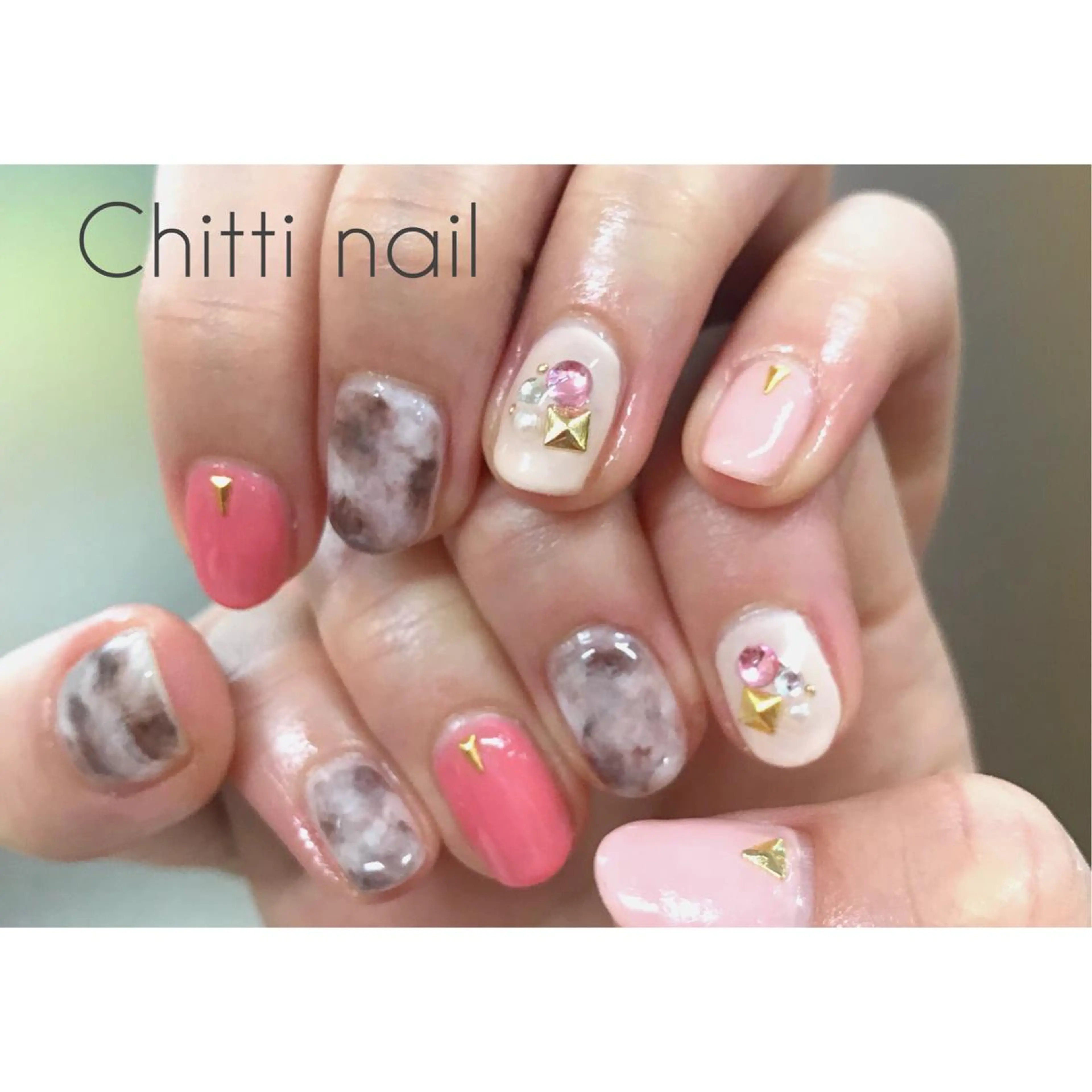 ネイル 大理石ネイル(マーブル) ピンク Chitti yuuriのネイルデザイン