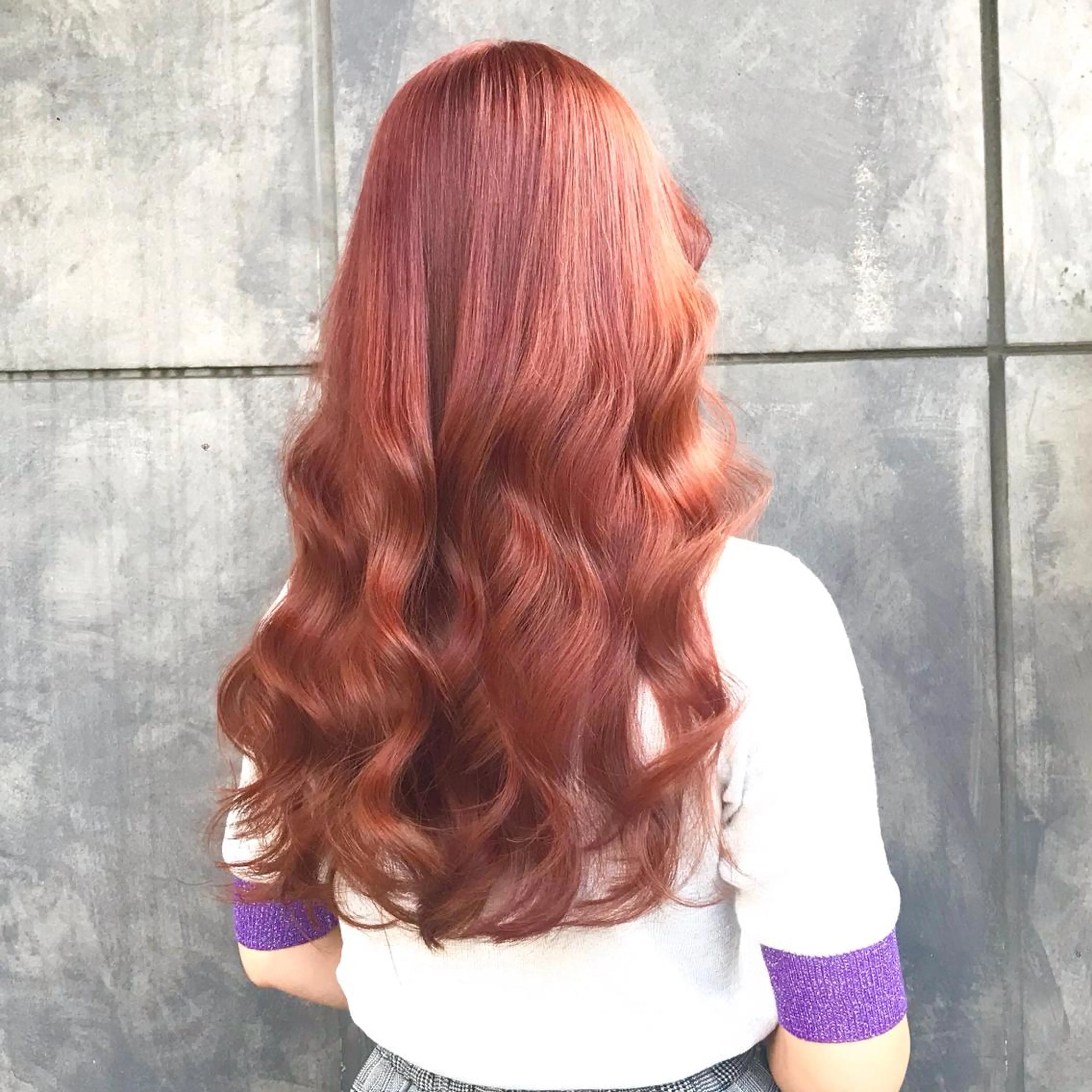 ロング カラー オレンジ ピンクカラー ヨシンモリ ムルギョル巻き 韓国風ヘア K-POP好き美容師 🇰🇷Kai.Yのヘアスタイル