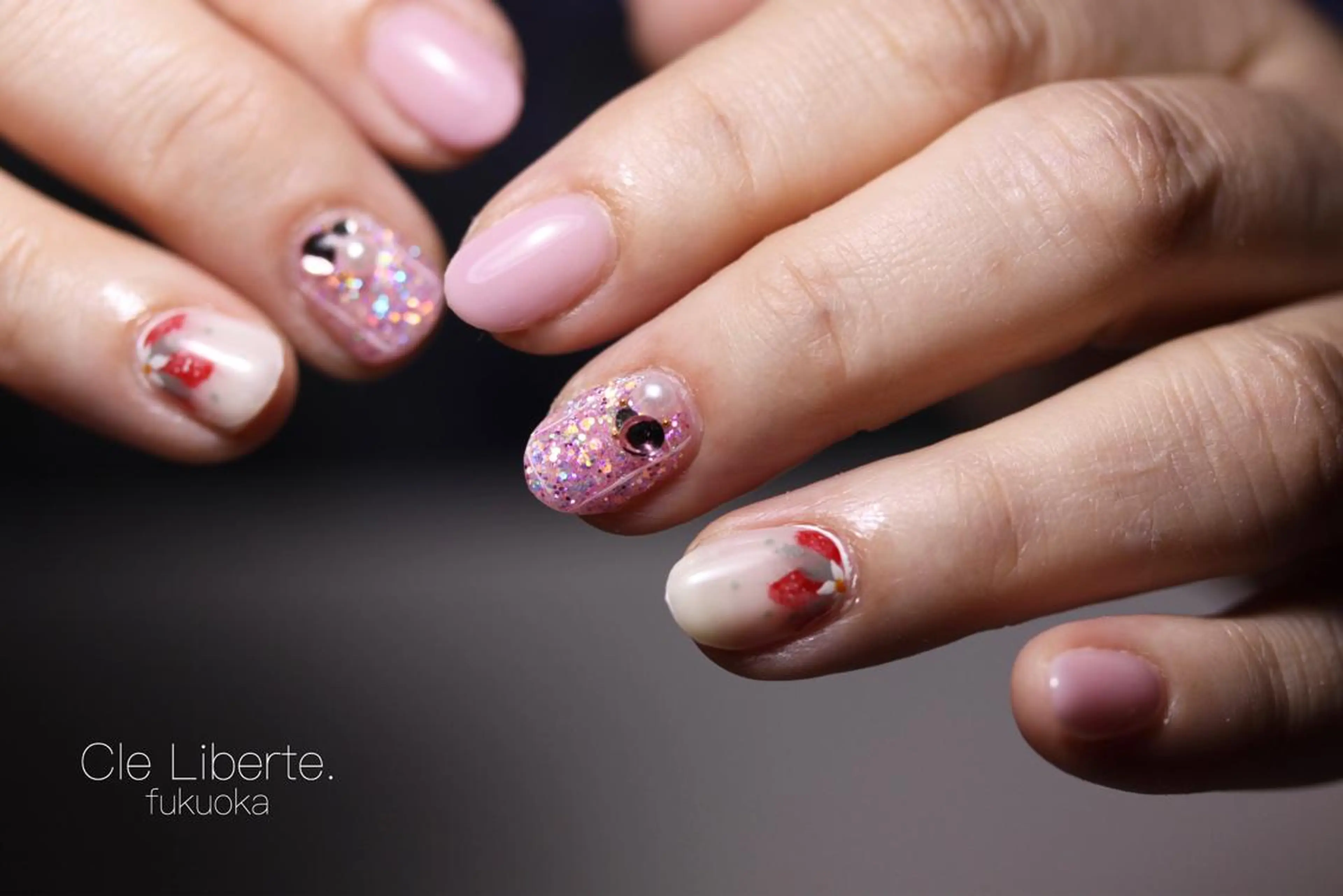 ネイル オフィスネイル ピンク シンプルネイル 春ネイル ブライダルネイル Elio 国泰寺のネイルデザイン