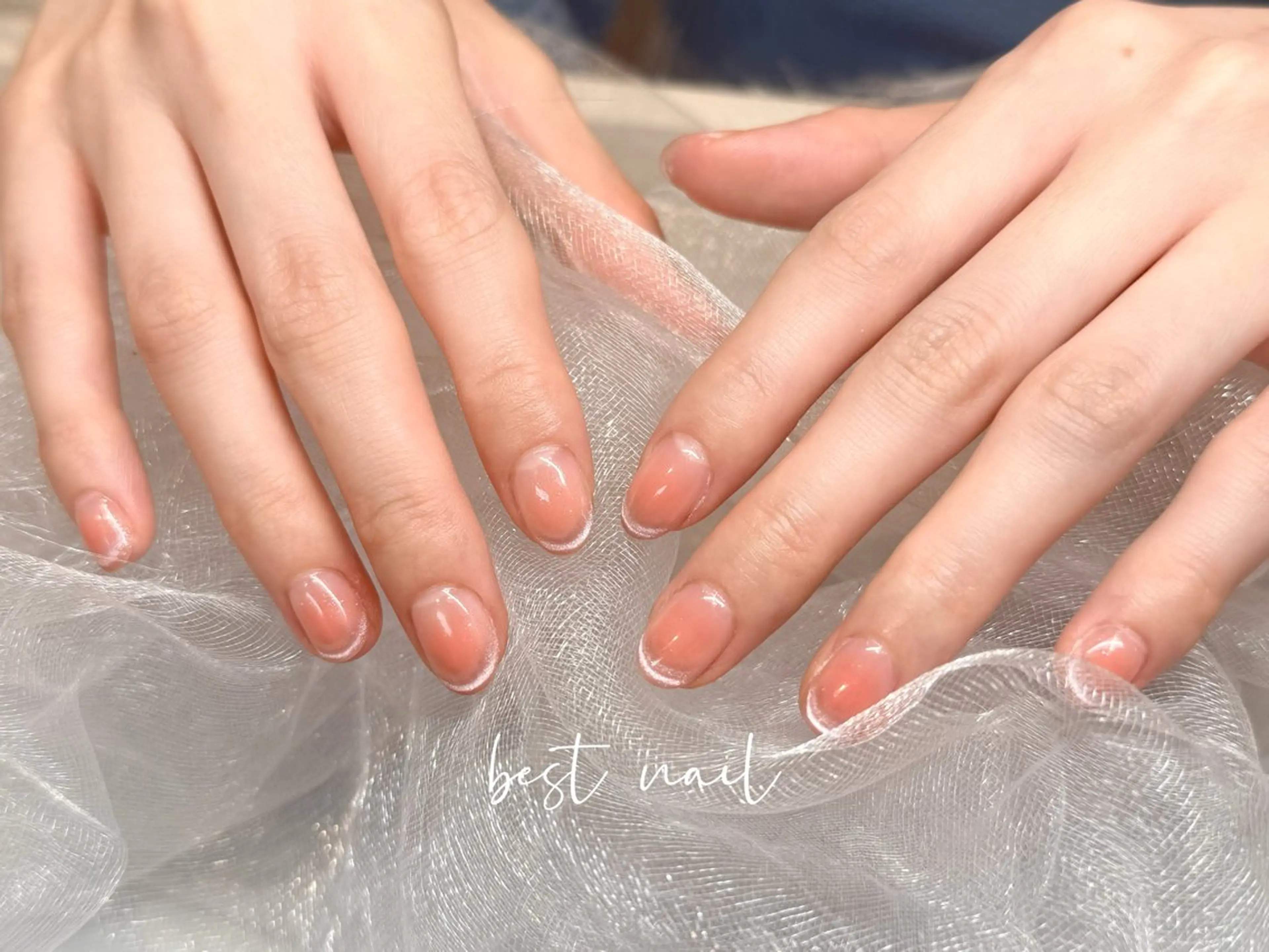 ネイル オーロラネイル クリアネイル 長さ出し ジェルネイル 韓国ネイル ハンドネイル best nailのネイルデザイン