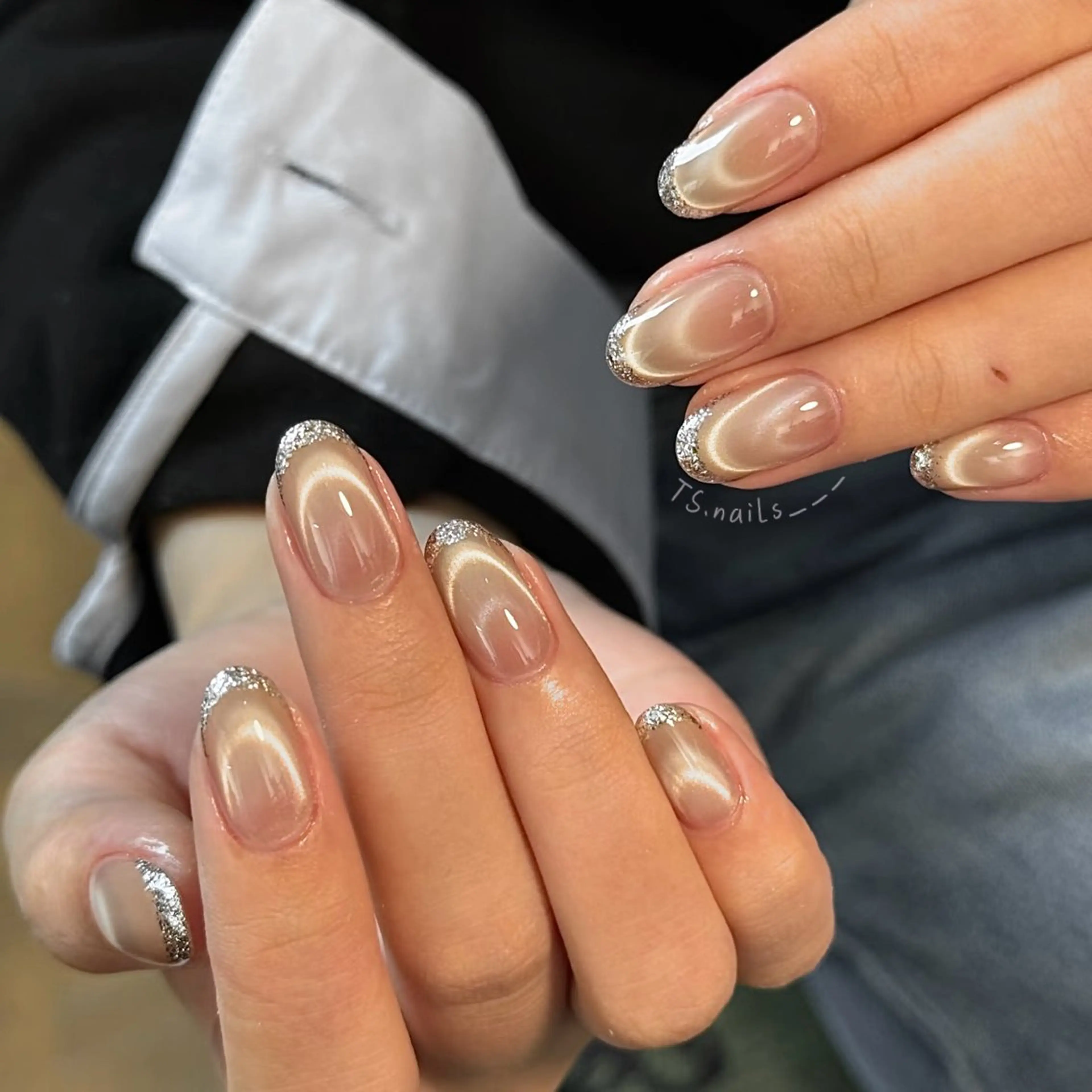 ネイル キラキラネイル マグネットネイル 持ち込み オフィスネイル シンプルネイル ハンドネイル ハンドケア TS. nails___のネイルデザイン