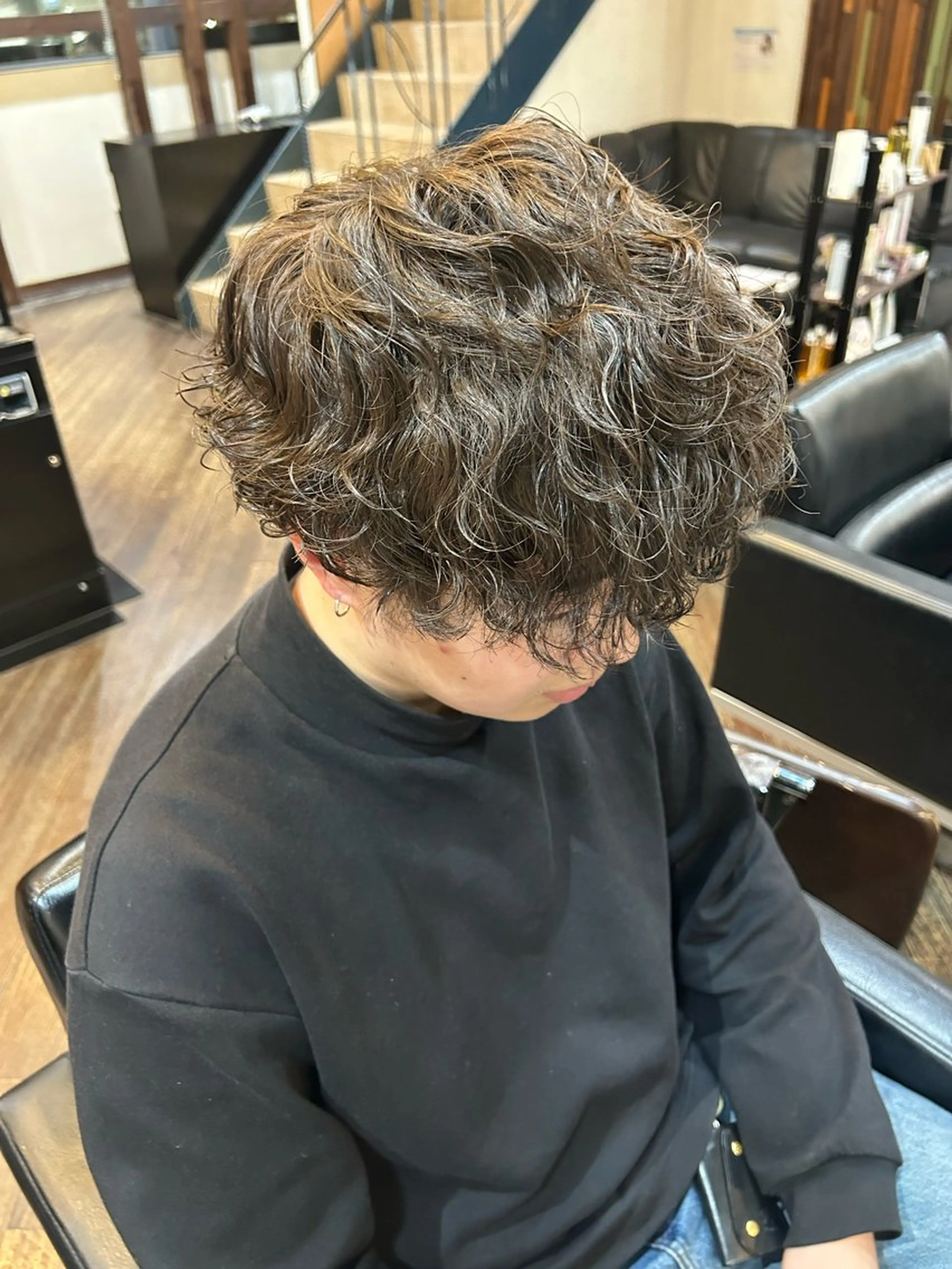 ミディアム パーマ メンズ 大阪/梅田/シャドウ パーマ/ノボリユウタのヘアスタイル