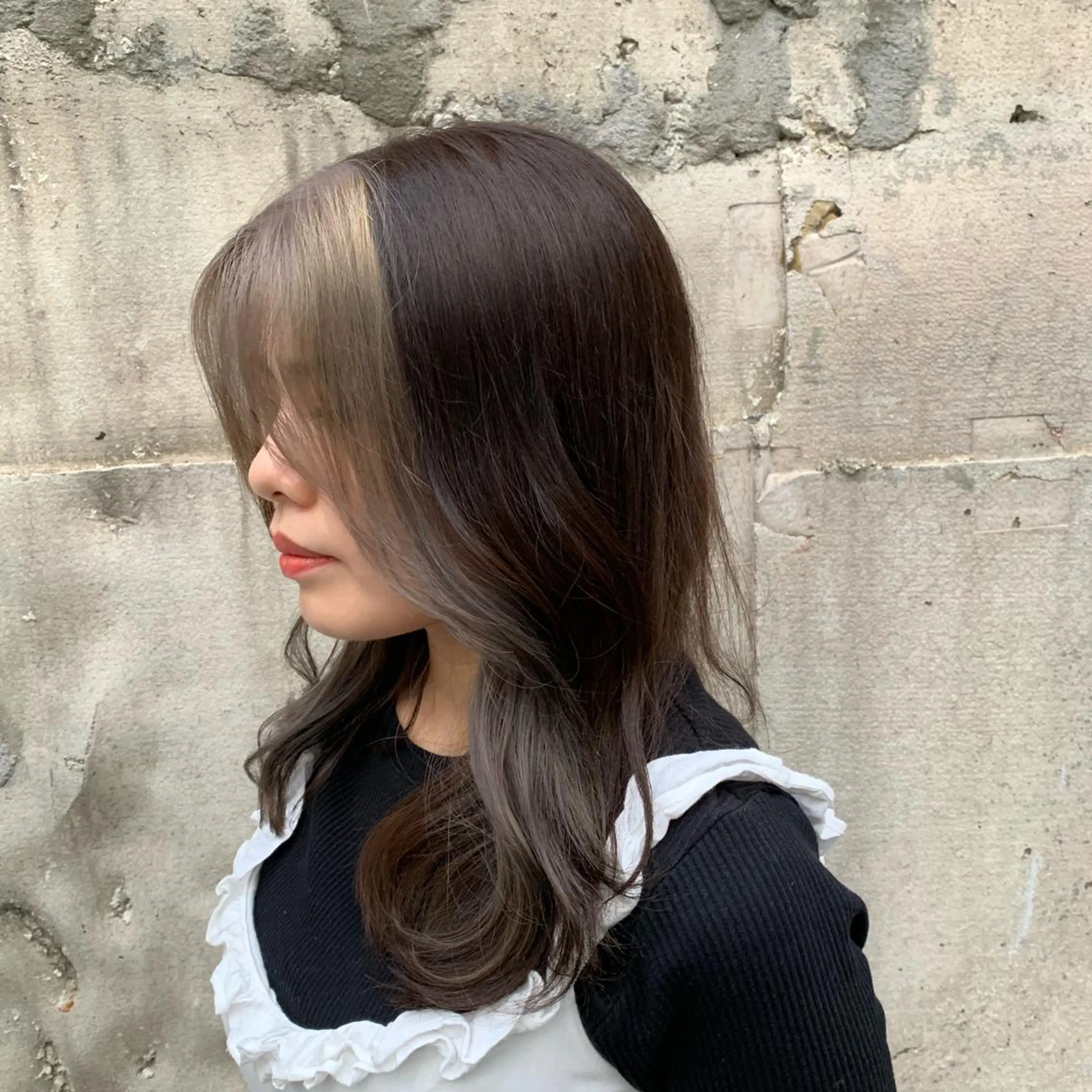 ロング カラー ミストバング 韓国×巻ける髪質改善 💍maki💍のヘアスタイル