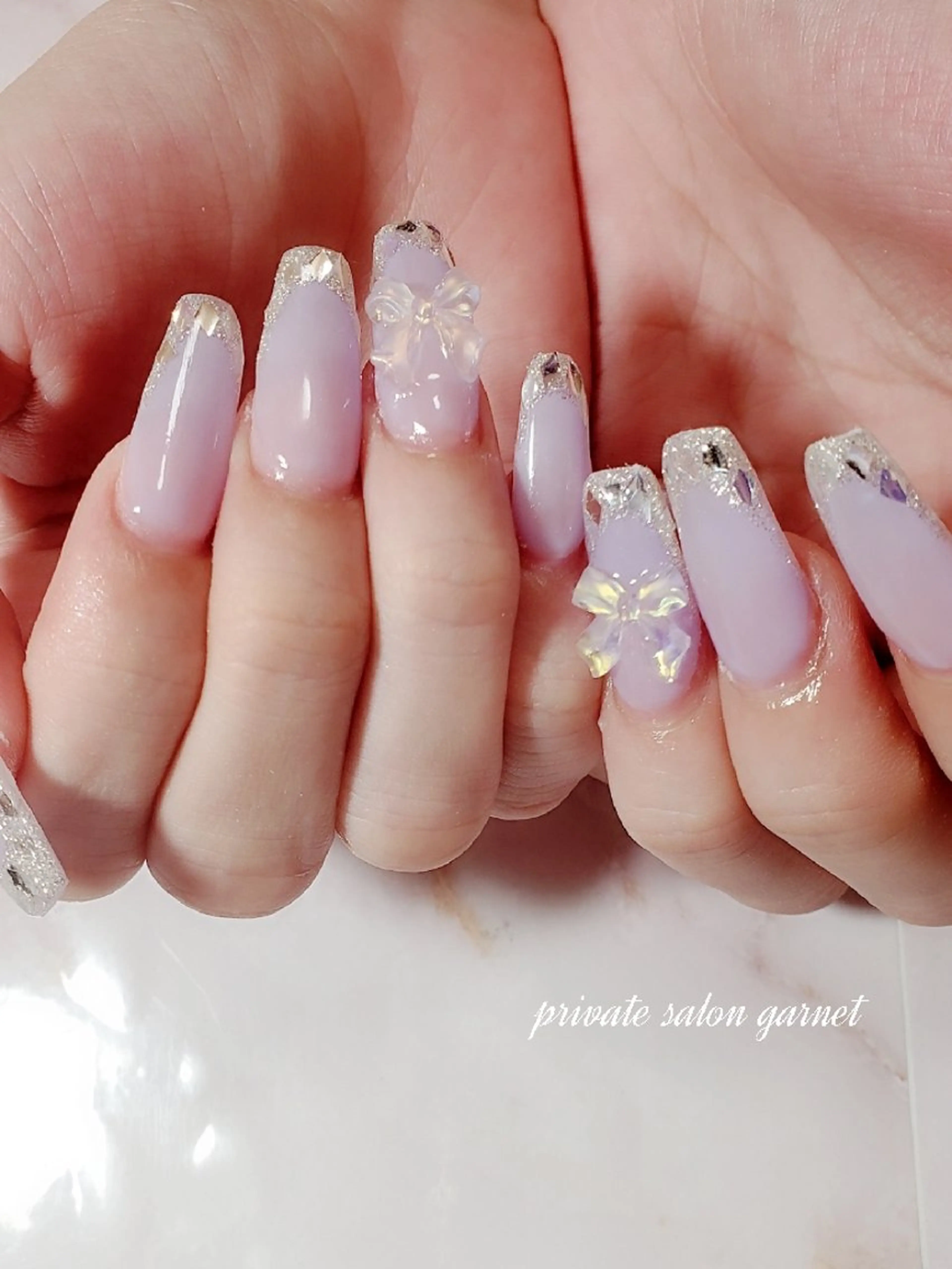 ネイル リボン ワンホンネイル ハンドネイル Garnet nailのネイルデザイン