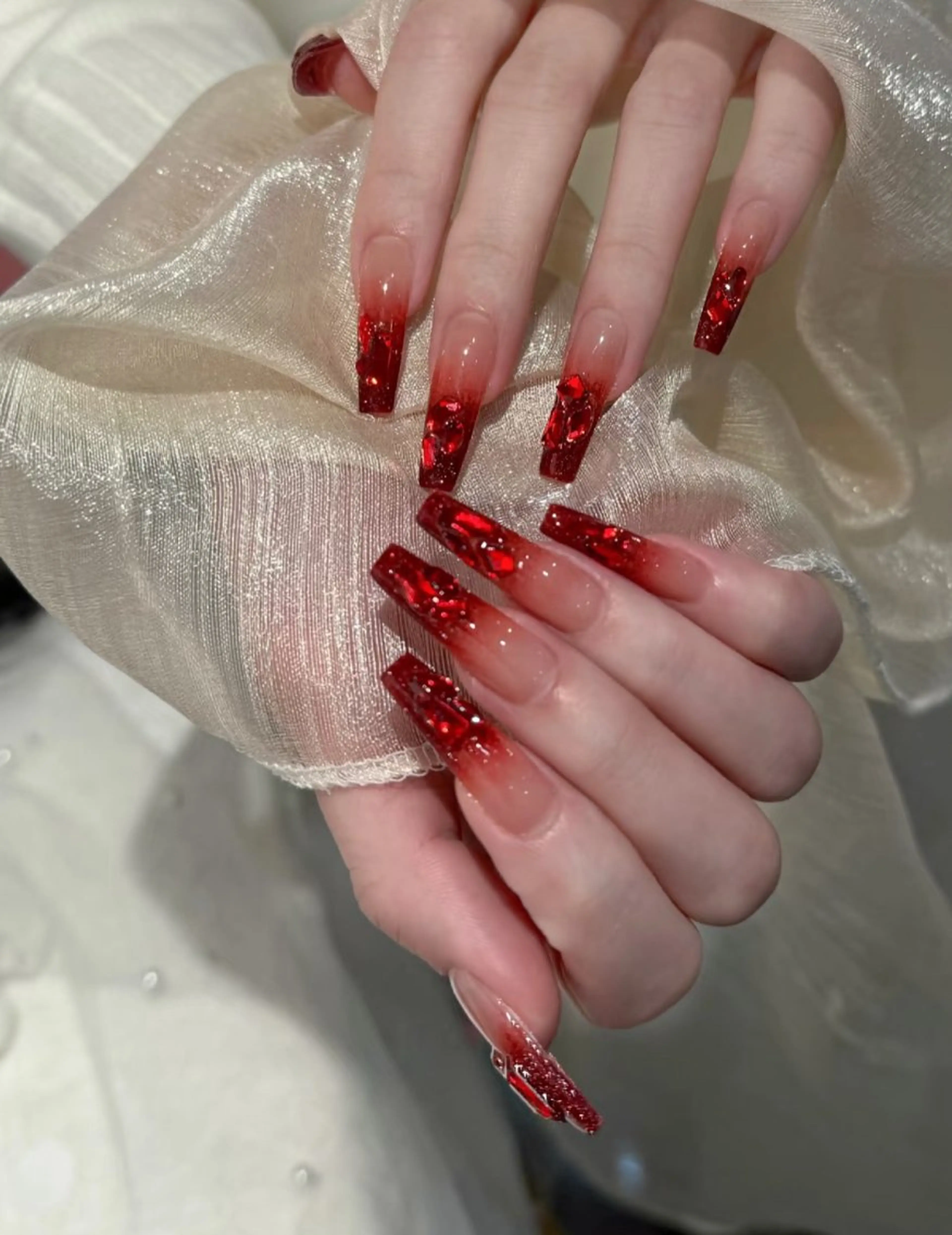 ネイル アートネイル オーロラネイル チークネイル フレンチネイル ガラスフレンチ ハンドネイル 🎀🎀YooLi Nail Salonのネイルデザイン