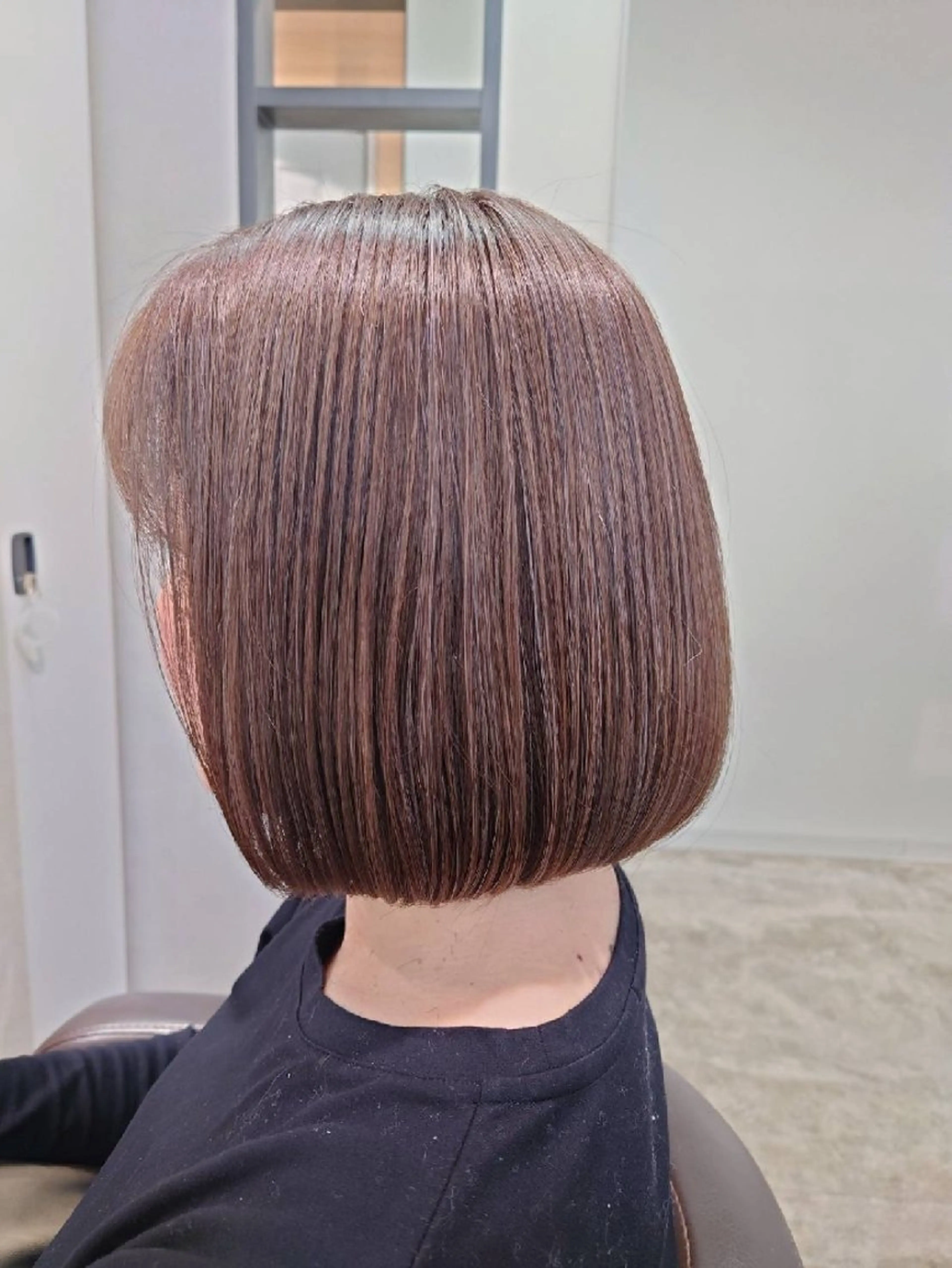 ミディアム ケアカラー 縮毛矯正✨艶髪　 シノハラ✨髪質改善のヘアスタイル