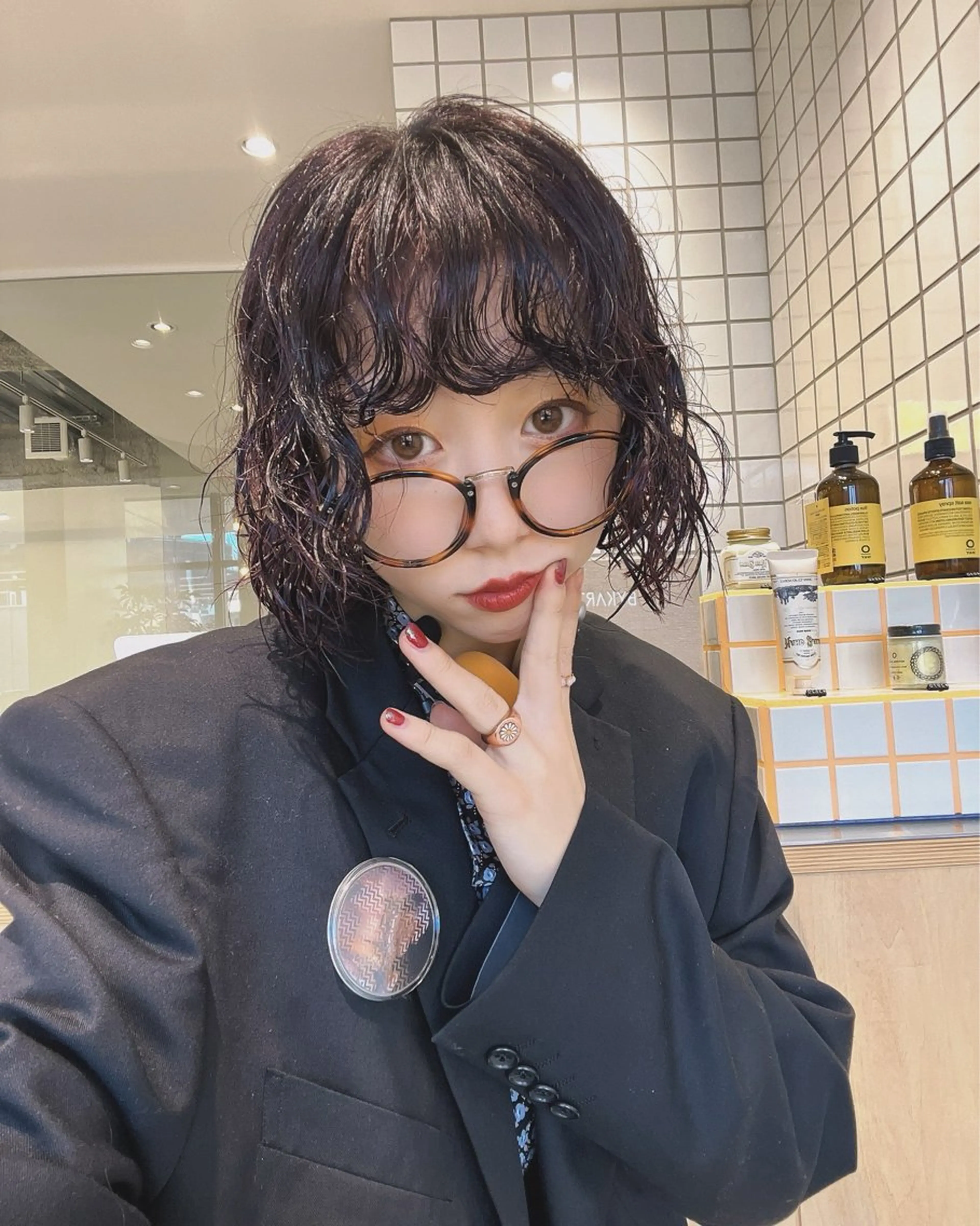 カラー パーマ 派手髪デザイン なかむらるか🐬💞のヘアスタイル