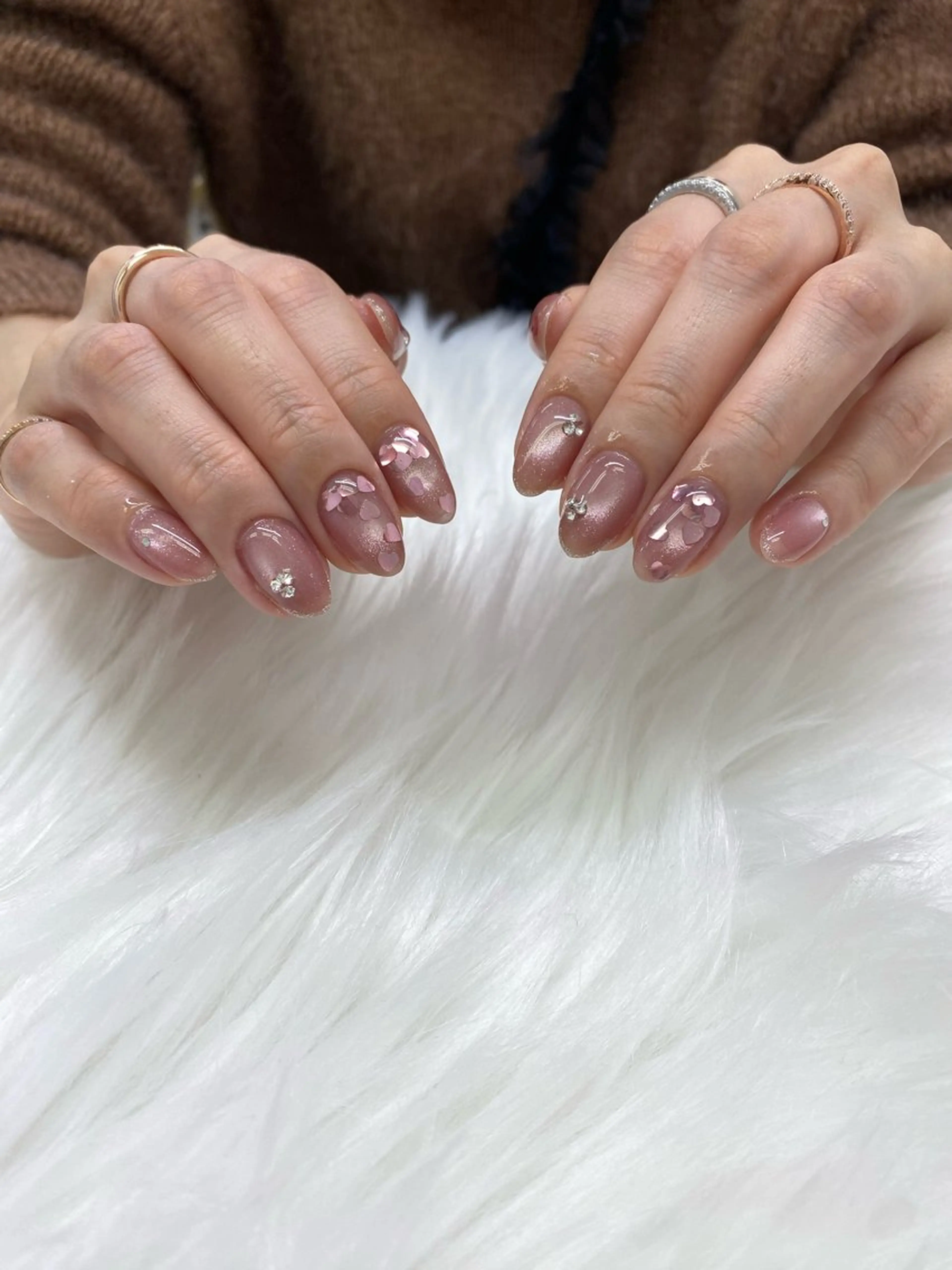 ネイル ハート キラキラネイル マグネットネイル ハンドネイル nailsalon enjuのネイルデザイン