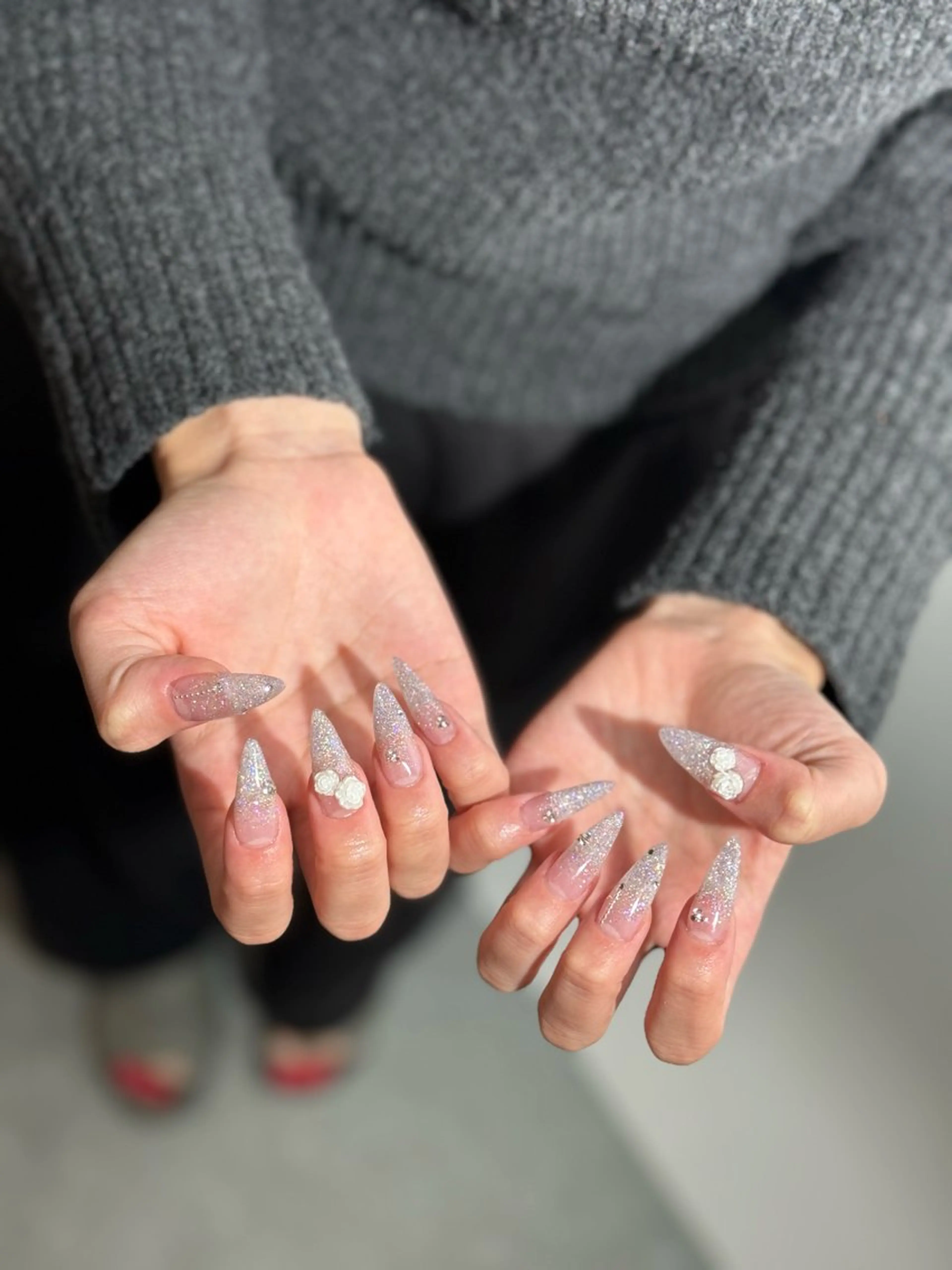 ネイル グラデーション ラメ(グリッター) ラメグラデーション スカルプネイル ハンドネイル 【ＯＲＧＡＮ】 nailのネイルデザイン