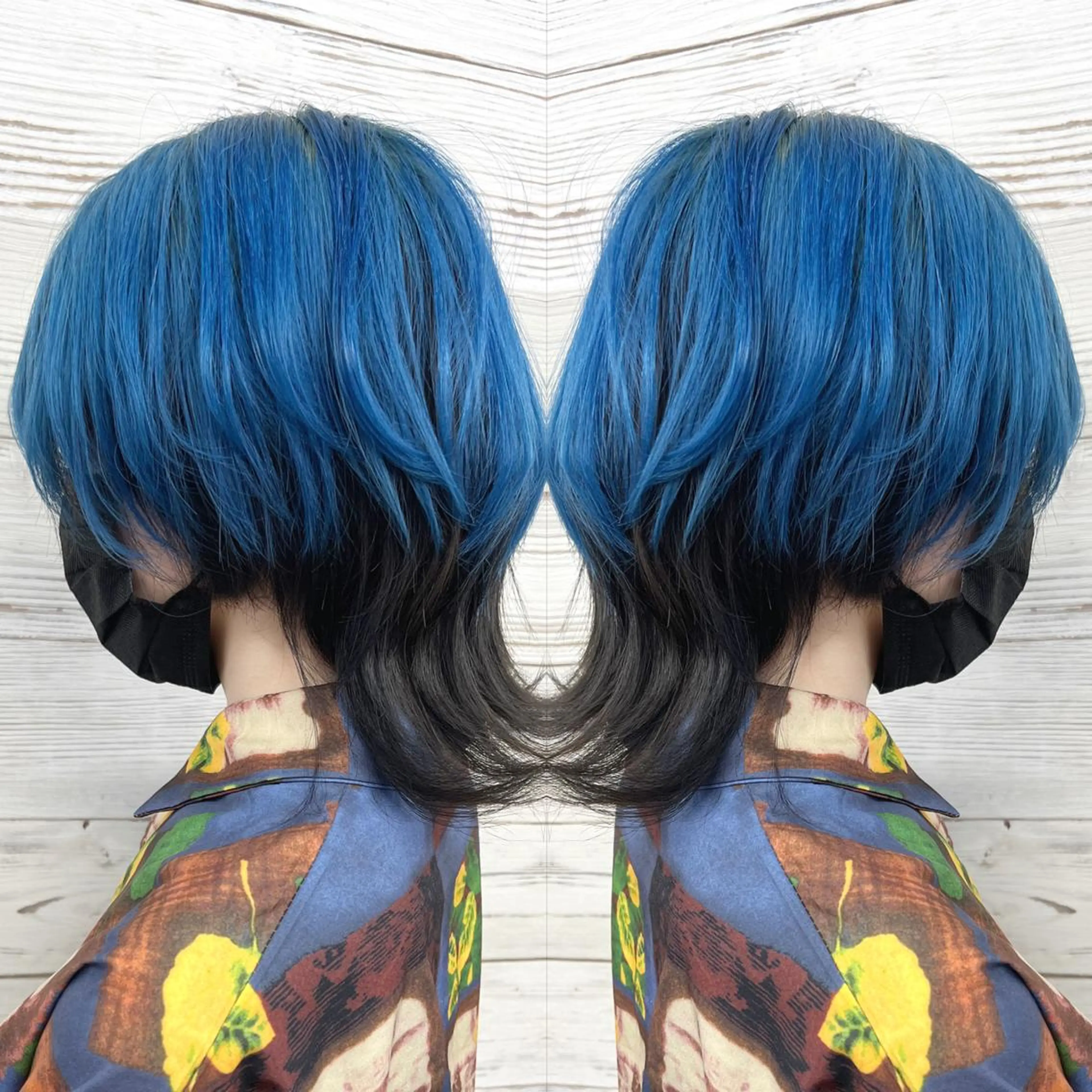 ショート カラー ヘアアレンジ 黒髪 ブリーチ ブルーカラー ケアブリーチ インナーカラー ヘアカラー トリートメント 枝毛カット＆髪質改善 満足NO.1岡しゃんのヘアスタイル