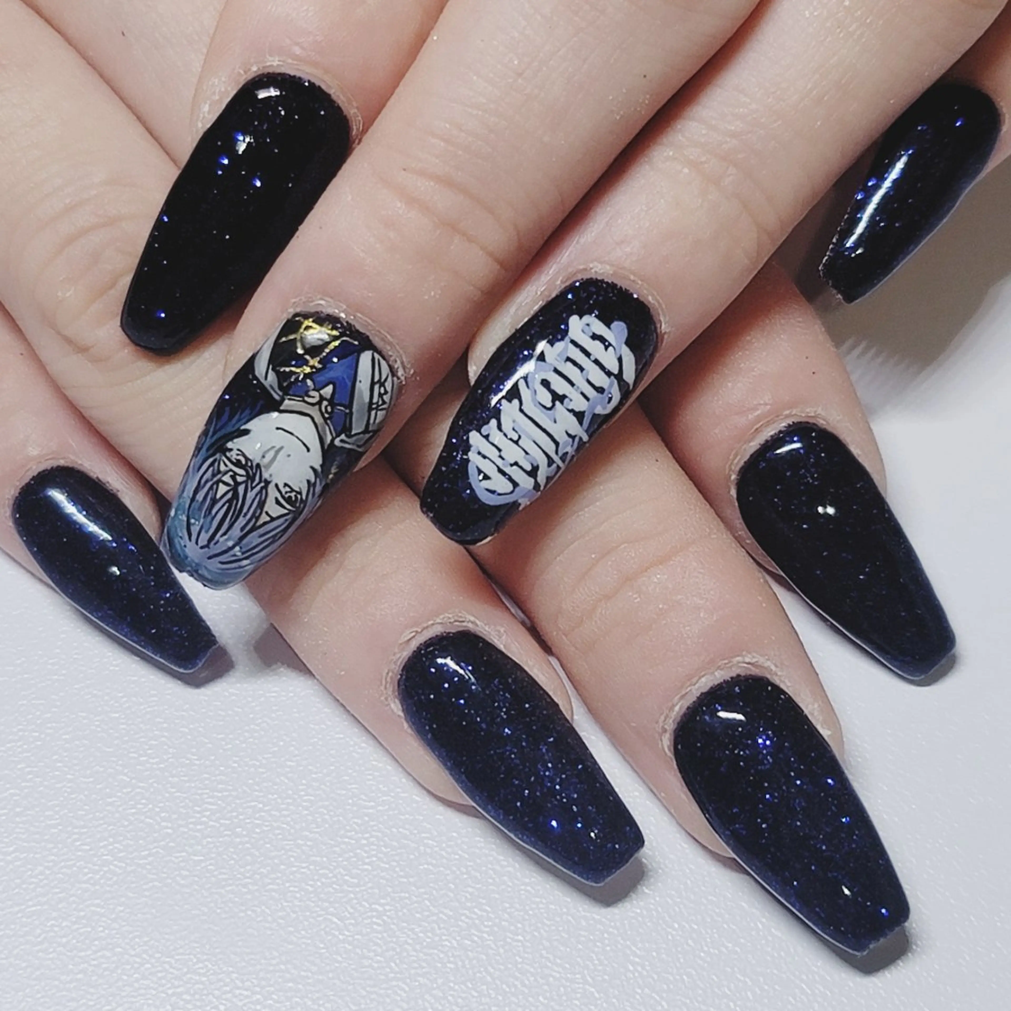 ネイル アートネイル ラメ(グリッター) ネイビー ワンカラーネイル ハンドネイル よしだ ひろきのネイルデザイン