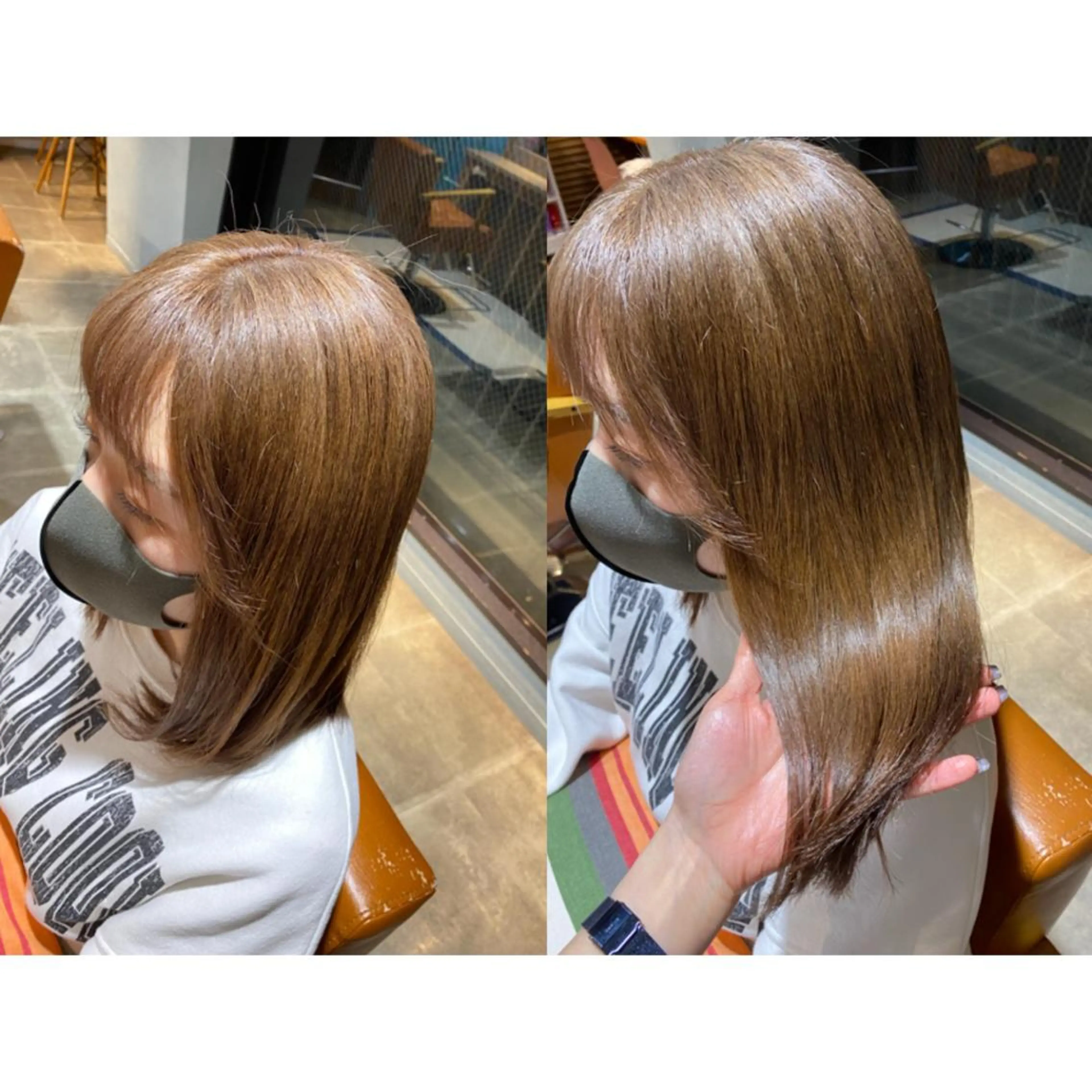 カラー ベージュカラー ブリーチ カット 縮毛矯正 トリートメント 🐻結んで可愛い hair EMI🐻のヘアスタイル