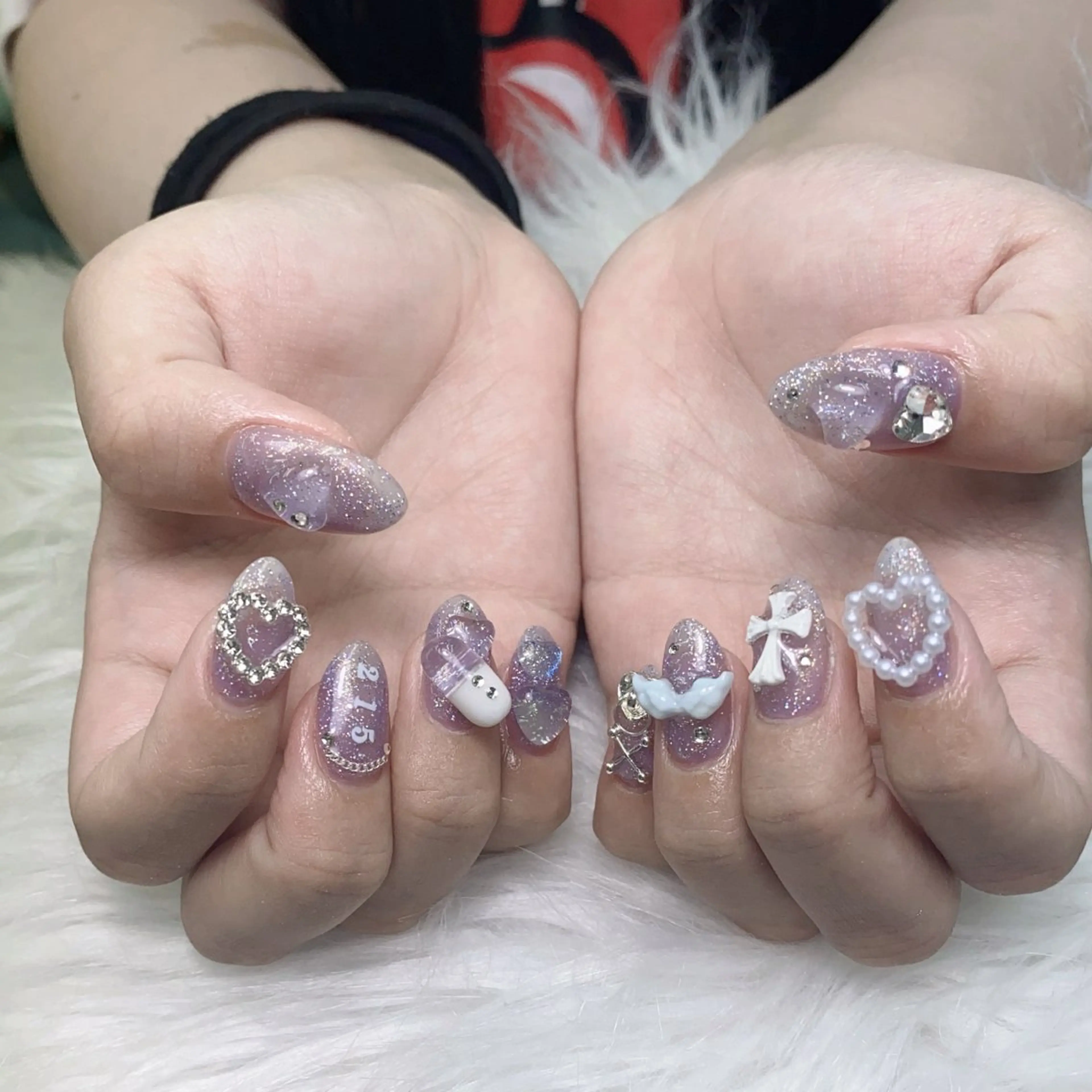 ネイル オーロラネイル 成人式 フレンチネイル ハート 韓国ネイル ハンドネイル Melody Nail所属・Melody 3D/スカルプ専門店のネイルデザイン