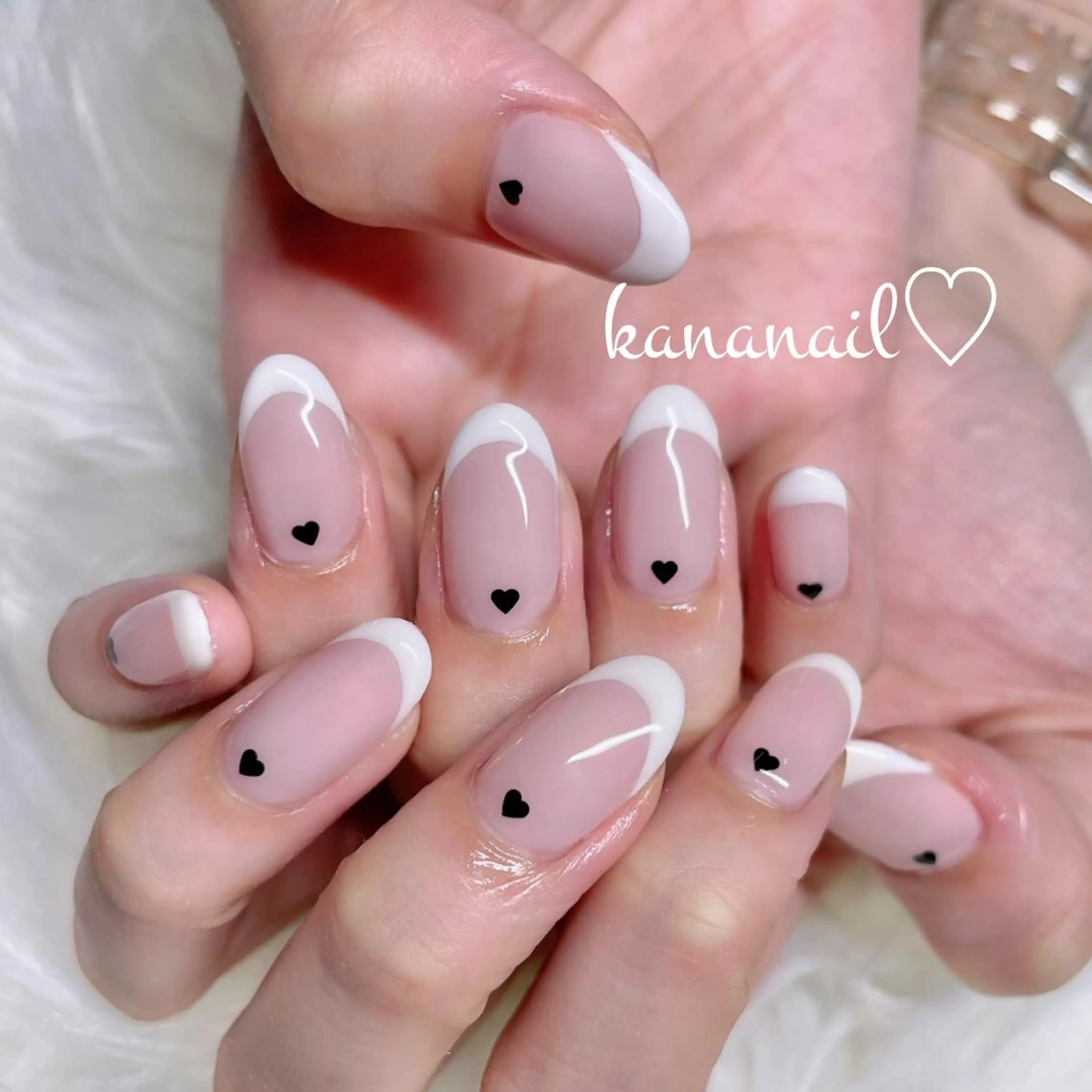 ネイル フレンチネイル ハート kananail ♡のネイルデザイン