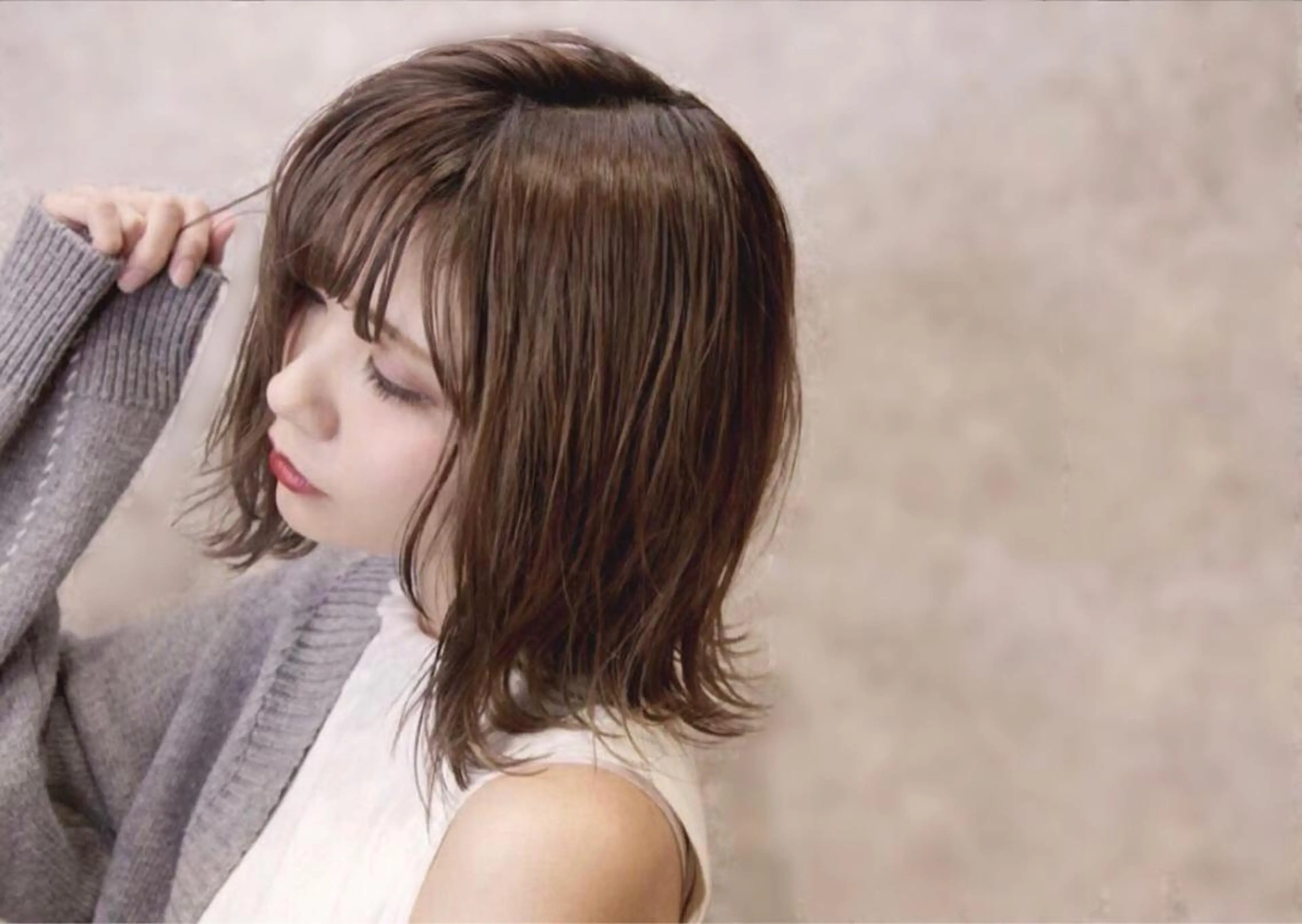 ミディアム カラー ケアブリーチ /髪質 改善/古橋圭史郎のヘアスタイル