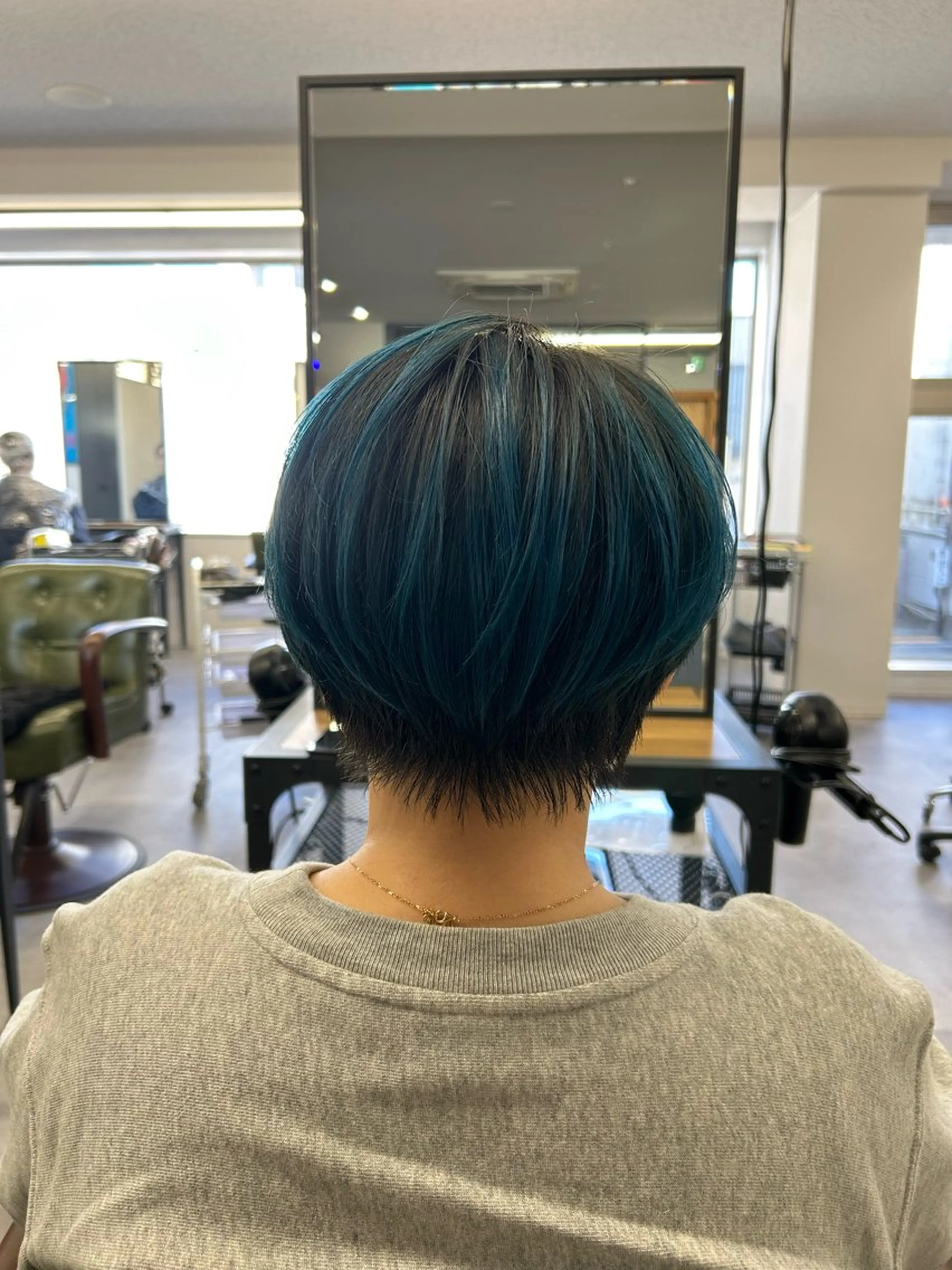 ショート カラー バレイヤージュ ブルーカラー レイヤーカット ショートヘア カット ヘアカラー トリートメント SHAFT Ieiriのヘアスタイル