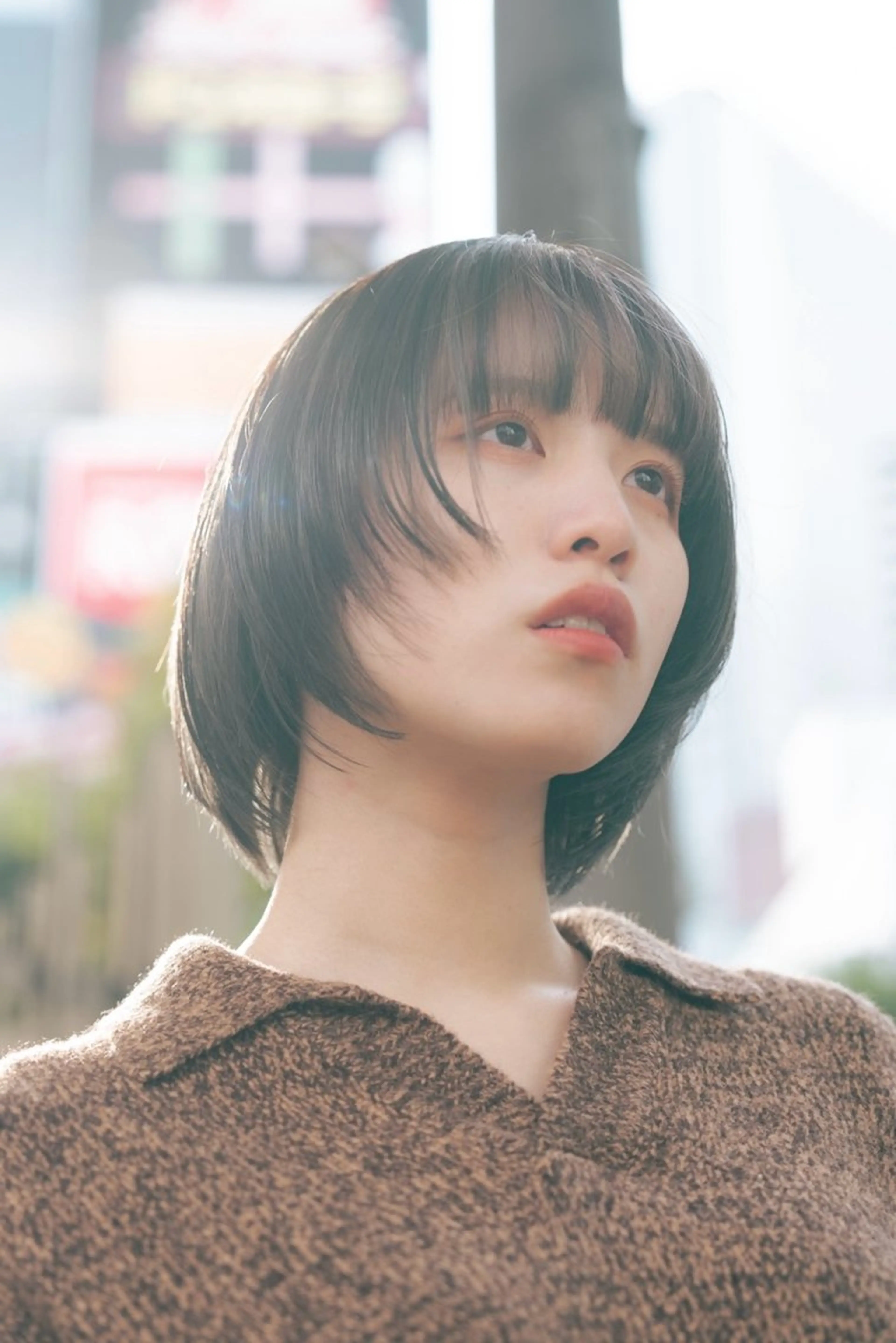 ショート ボブ レイヤーカット むく。/顔周りカット /髪質改善ストレートのヘアスタイル