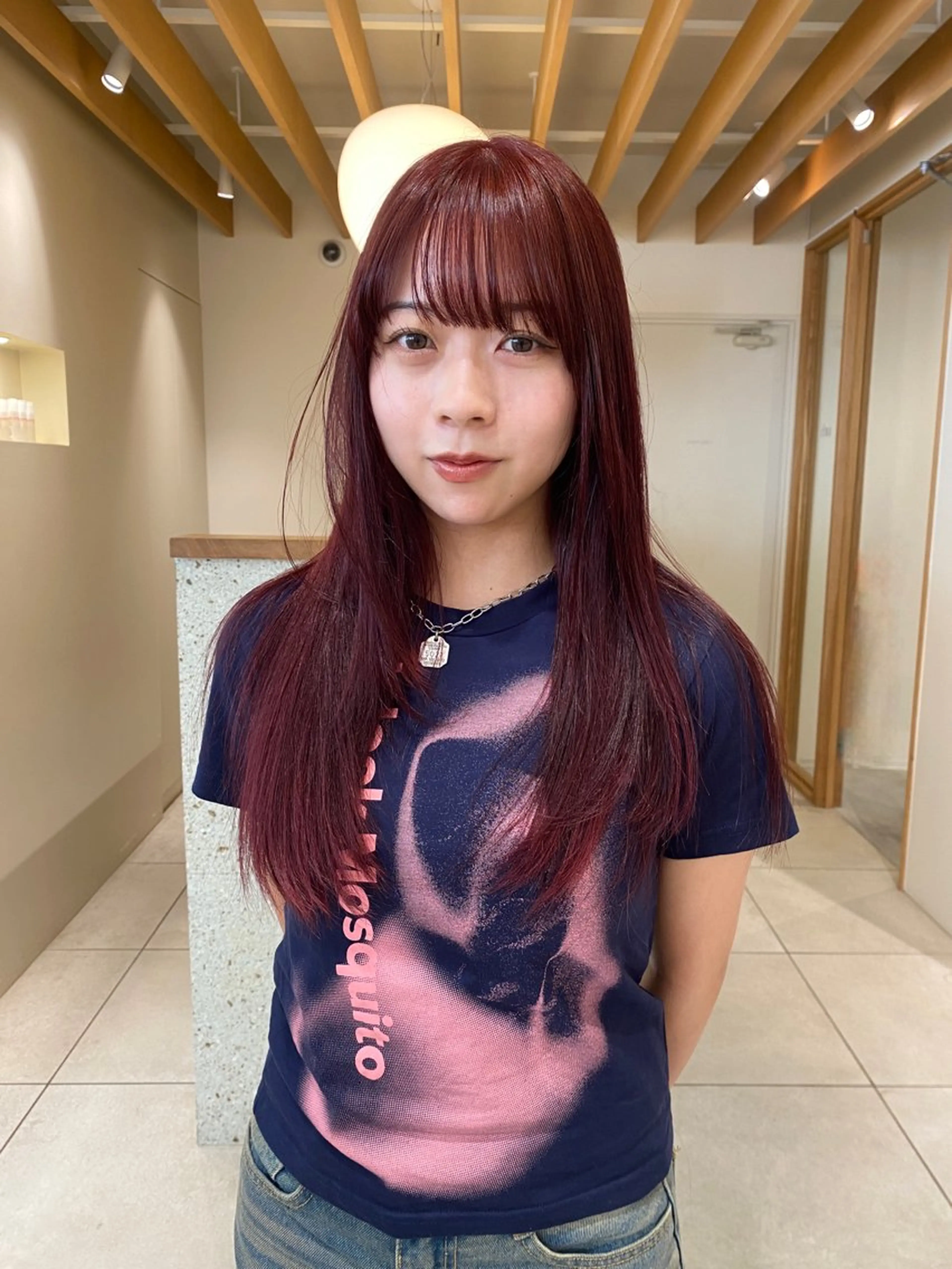 ロング 顔周りカット 韓国風ヘア ロング カット 似合わせカットカラー りおなのヘアスタイル