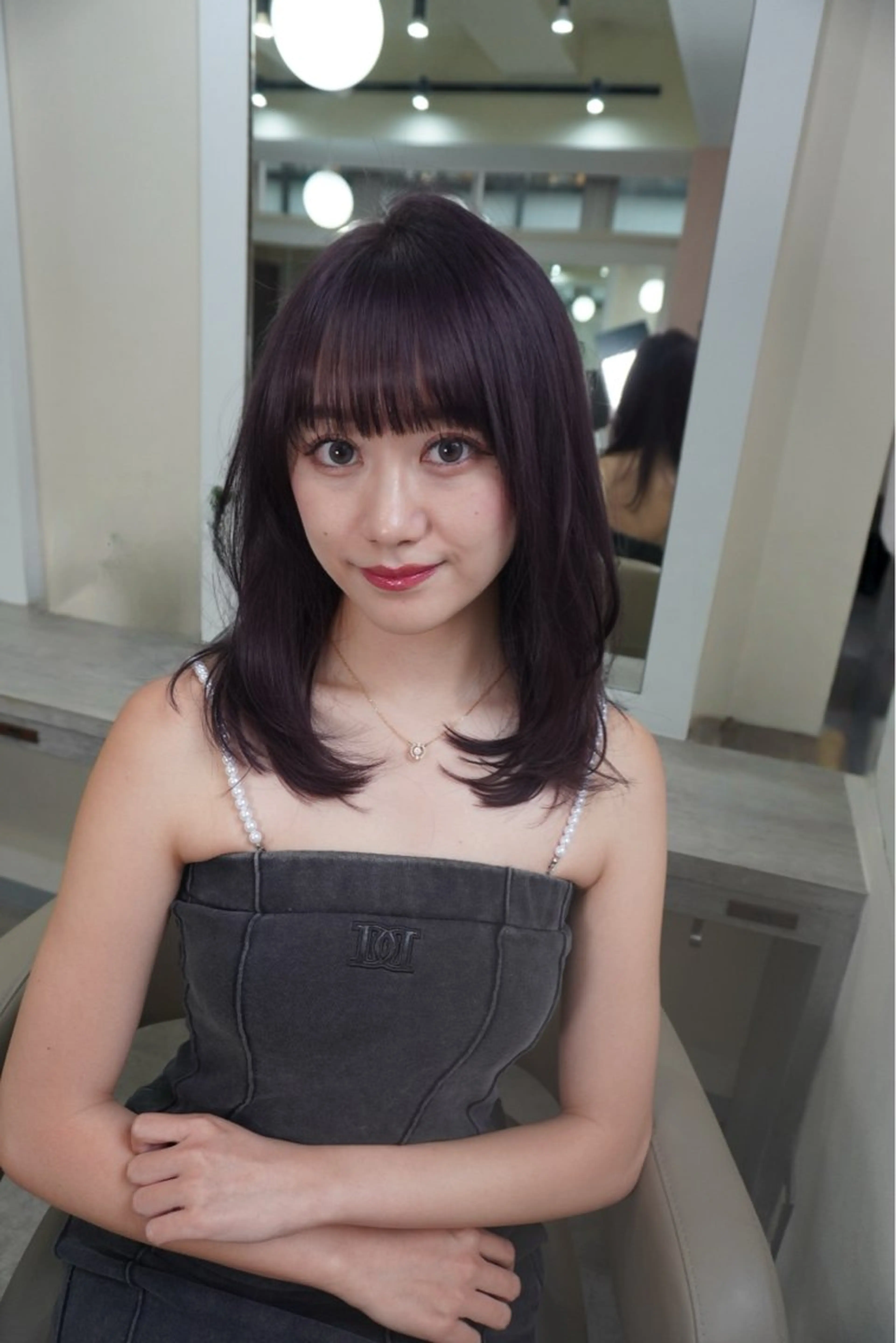 ミディアム カラー コテ巻き/パーマ/艶 透明感/荻原凜太郎のヘアスタイル