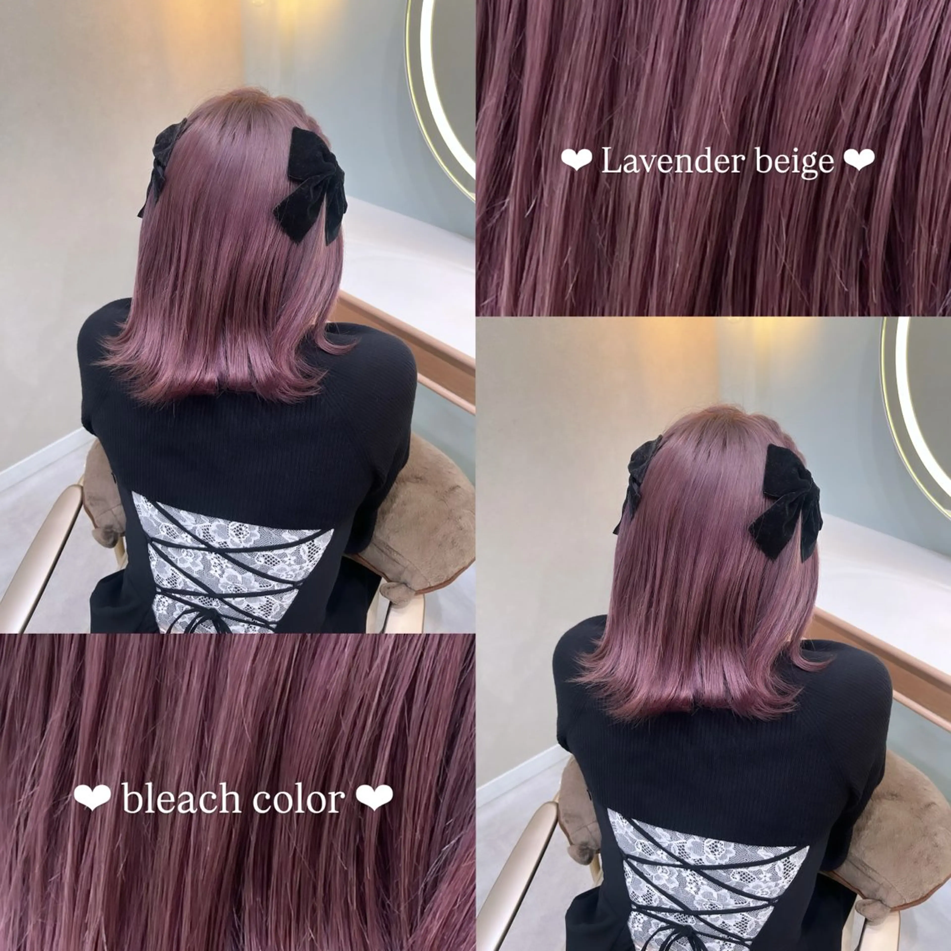 ミディアム カラー ベージュカラー ブリーチ ラベンダーカラー ラベンダーベージュ 𝑴𝑰𝑨🎀赤髪 /ピンク/髪質改善のヘアスタイル