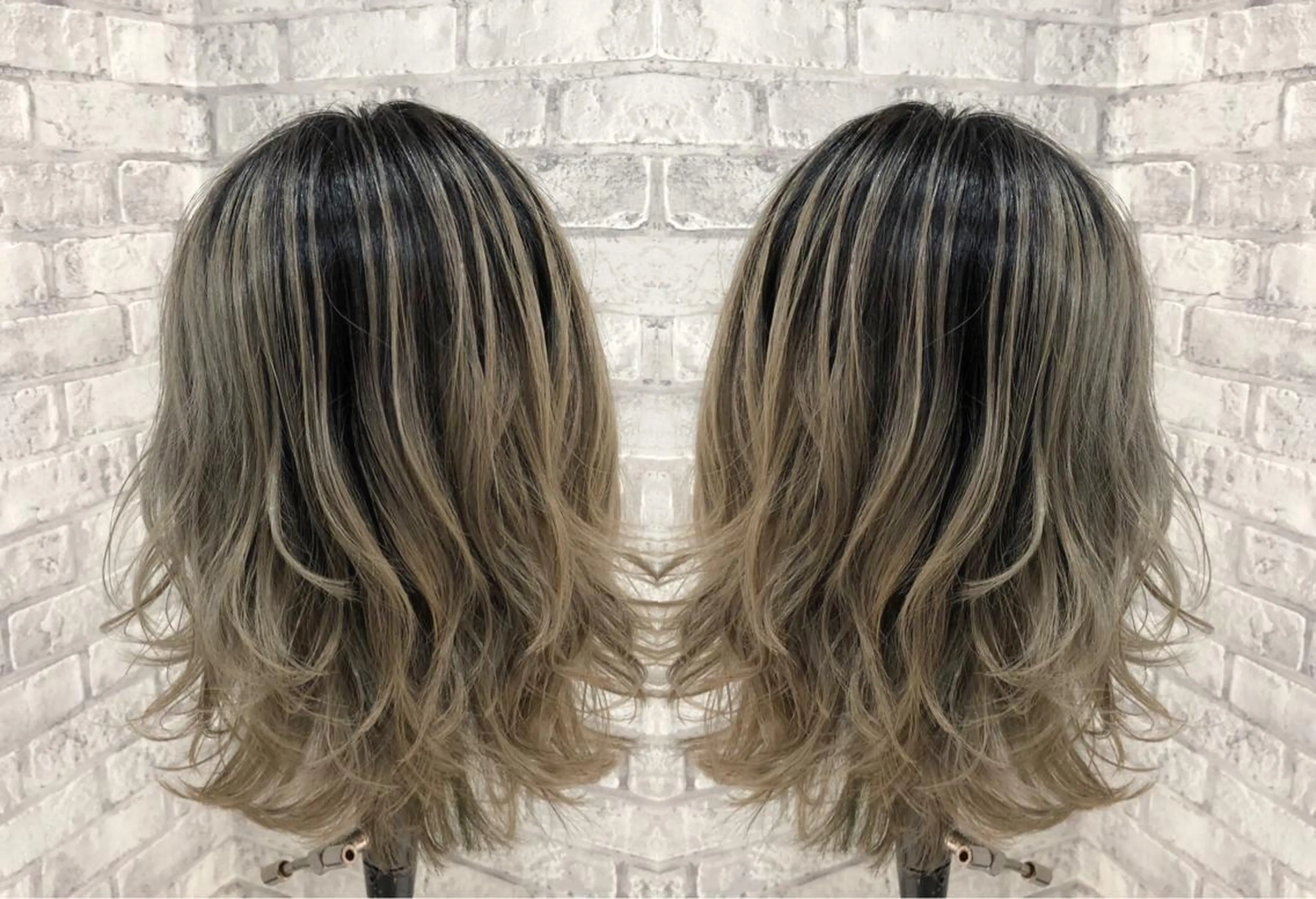 ミディアム カラー ヘアアレンジ グレージュ ヘアカラー トリートメント 秋山 幸太のヘアスタイル