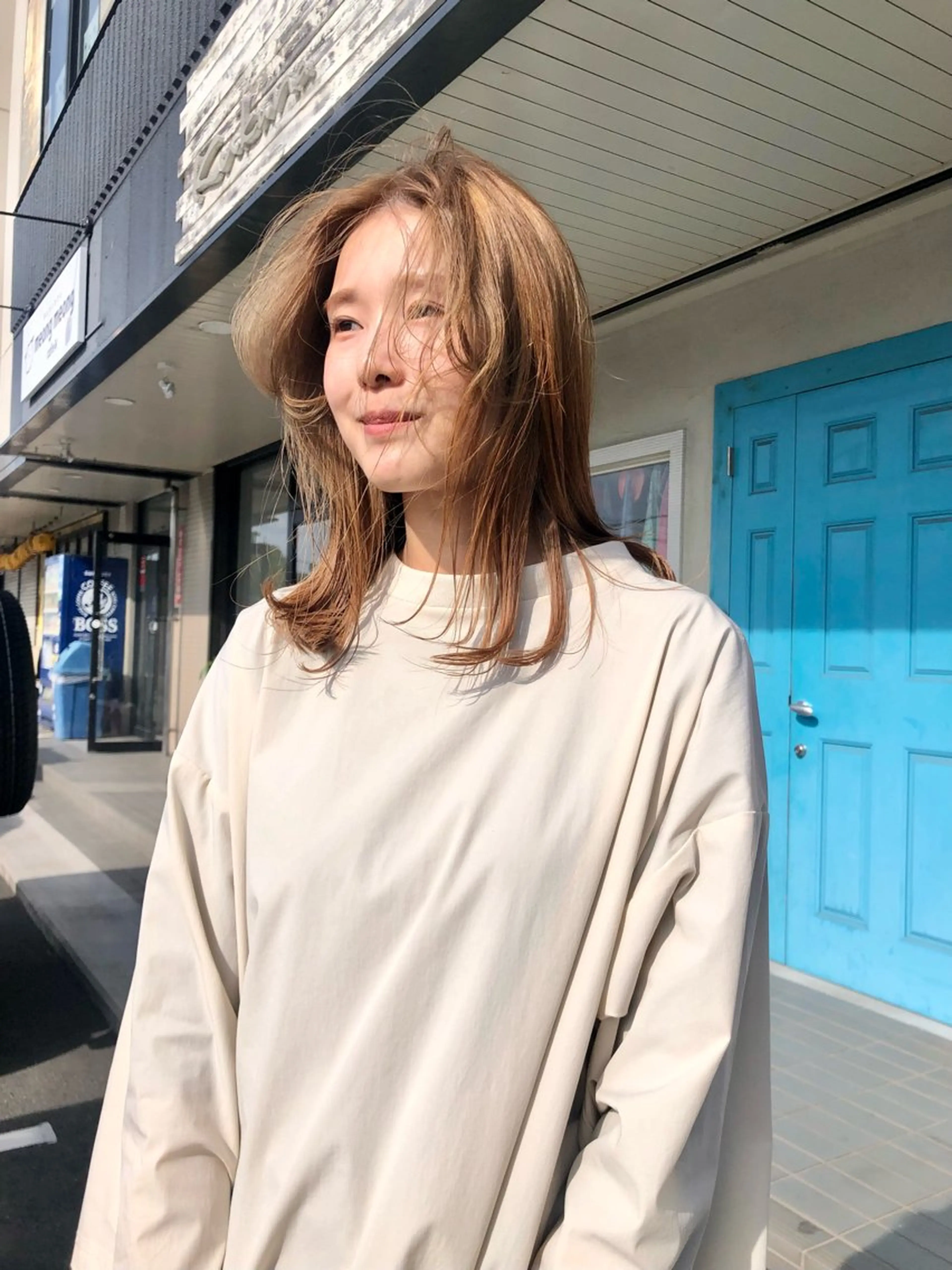 セミロング カラー 原田 慎吾のヘアスタイル