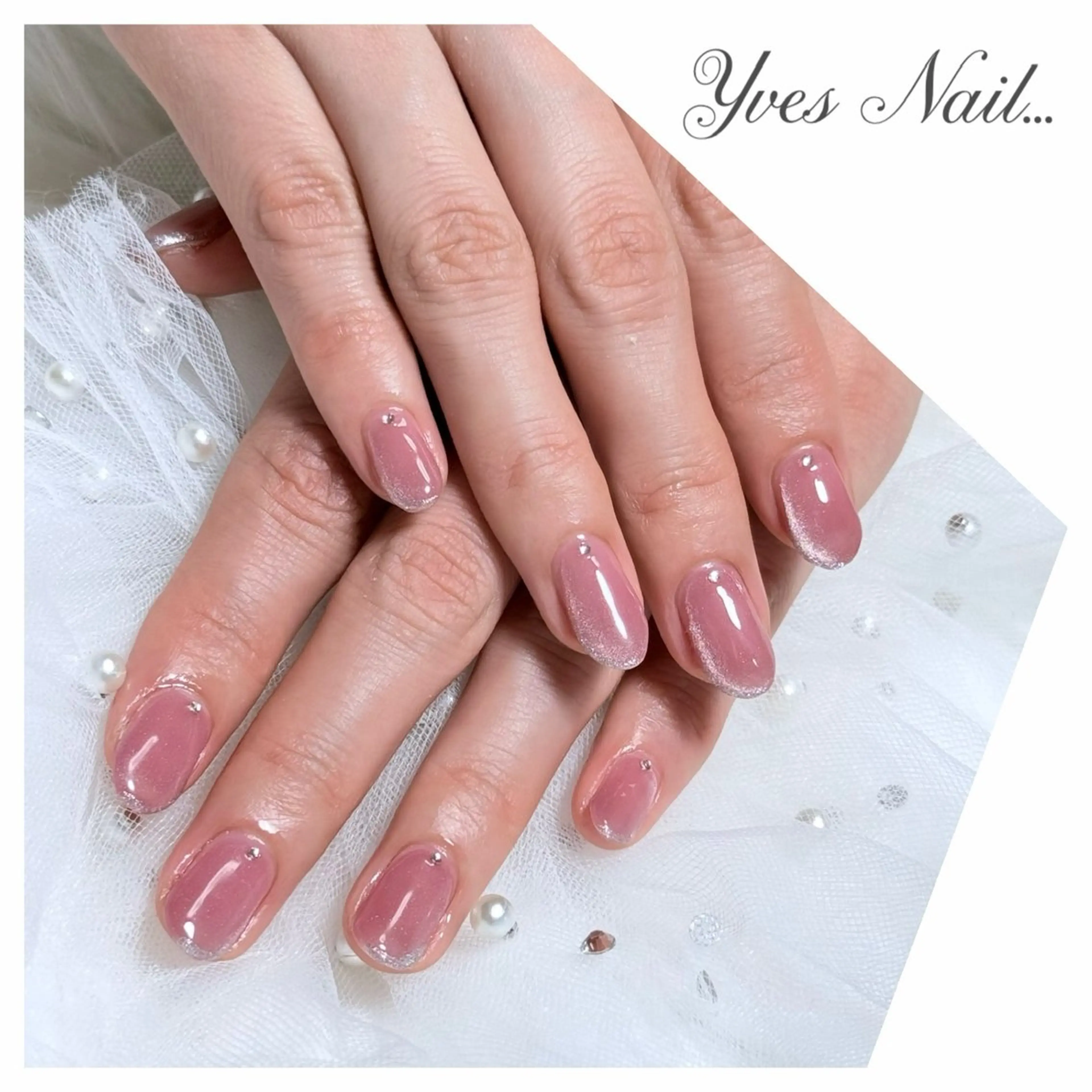 ネイル マグネットネイル ピンク シンプルネイル ハンドネイル kanno yのネイルデザイン