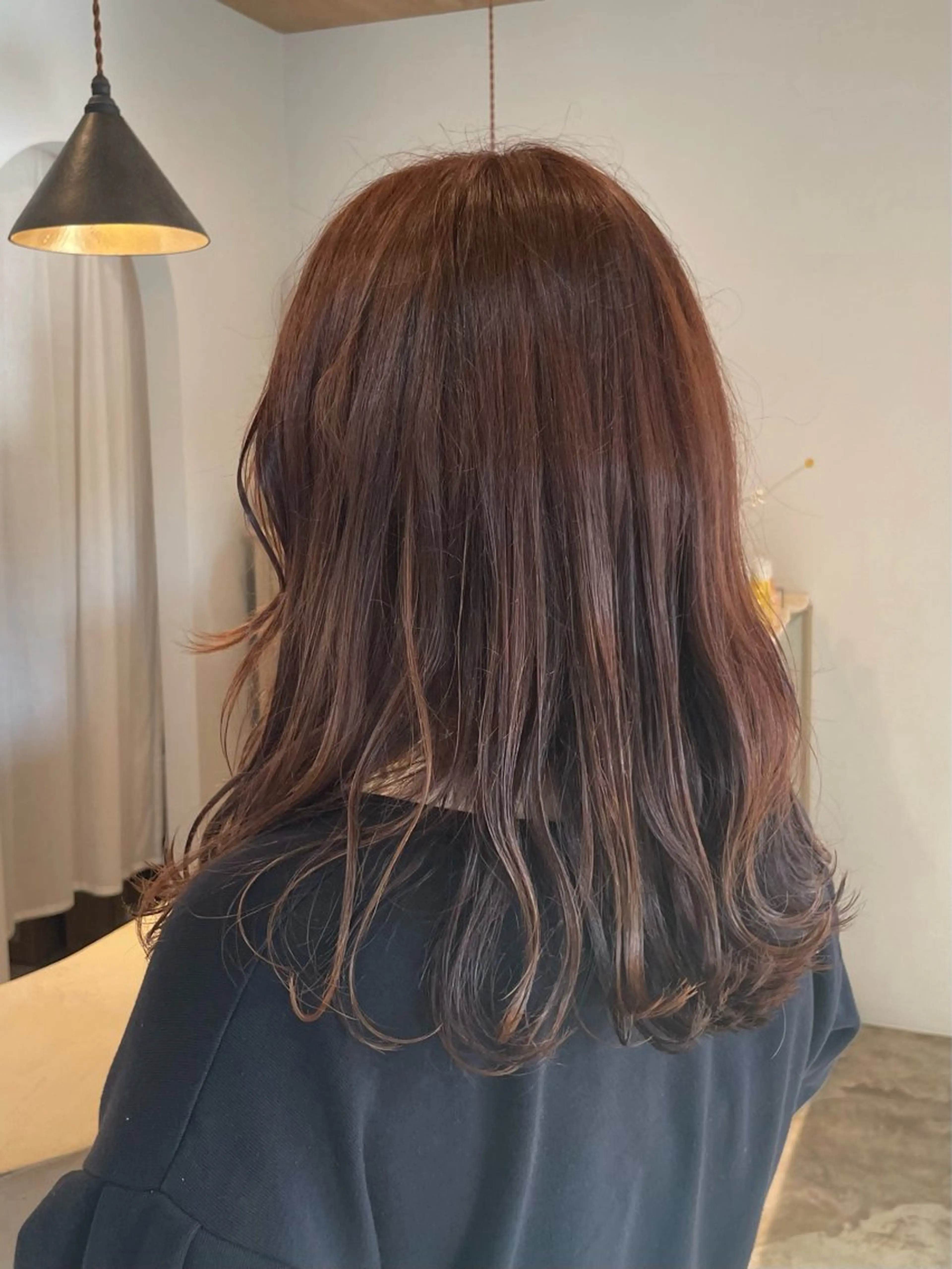 セミロング カラー ブラウンカラー オレンジ オレンジブラウン カット ヘアカラー トリートメント 真弓 理沙/艶カラーのヘアスタイル
