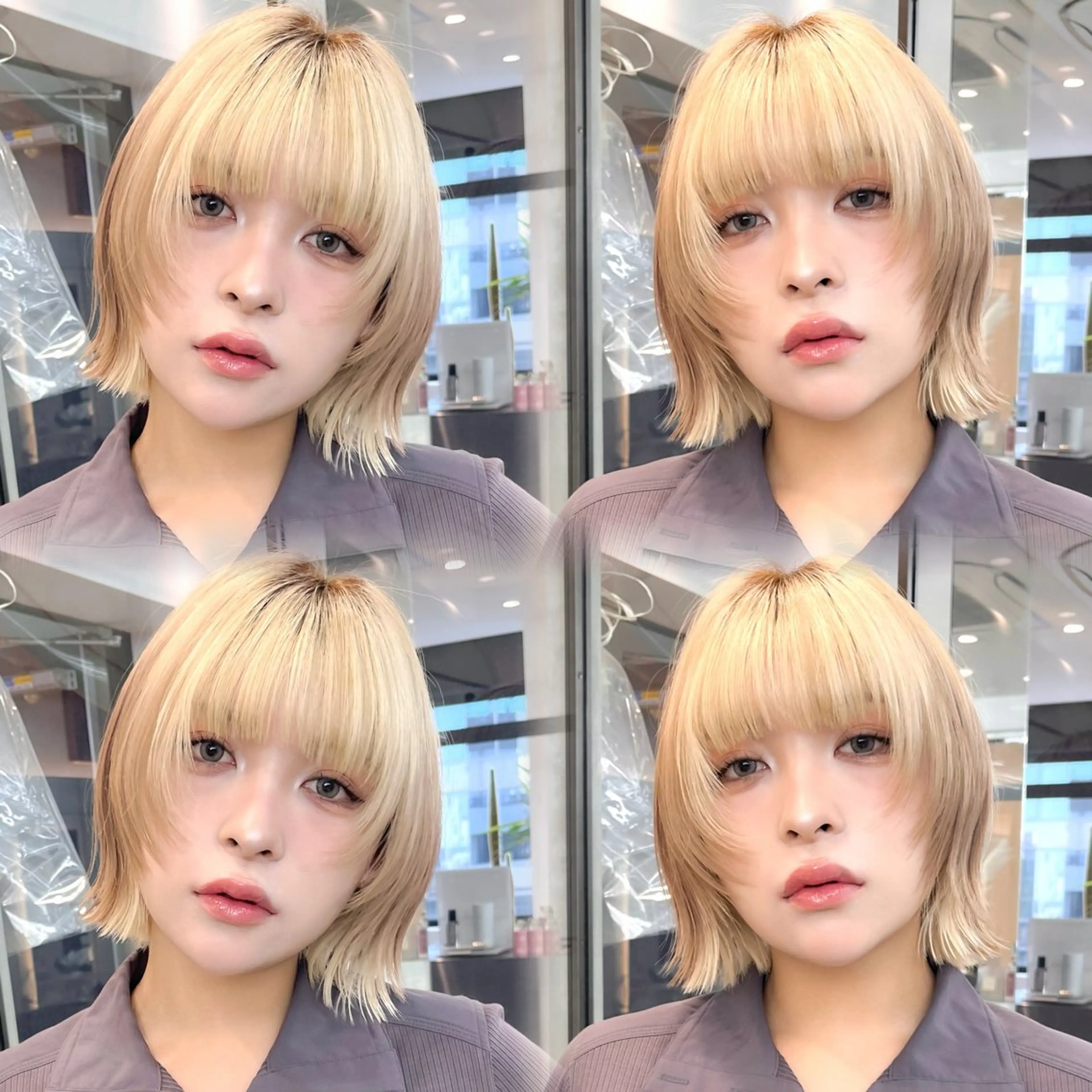 ミディアム カラー ボブレイヤー ハイトーンカラー ボブ レイヤーカット カット ヘアカラー トリートメント ♥️ボブレイヤー/ minami♥️のヘアスタイル