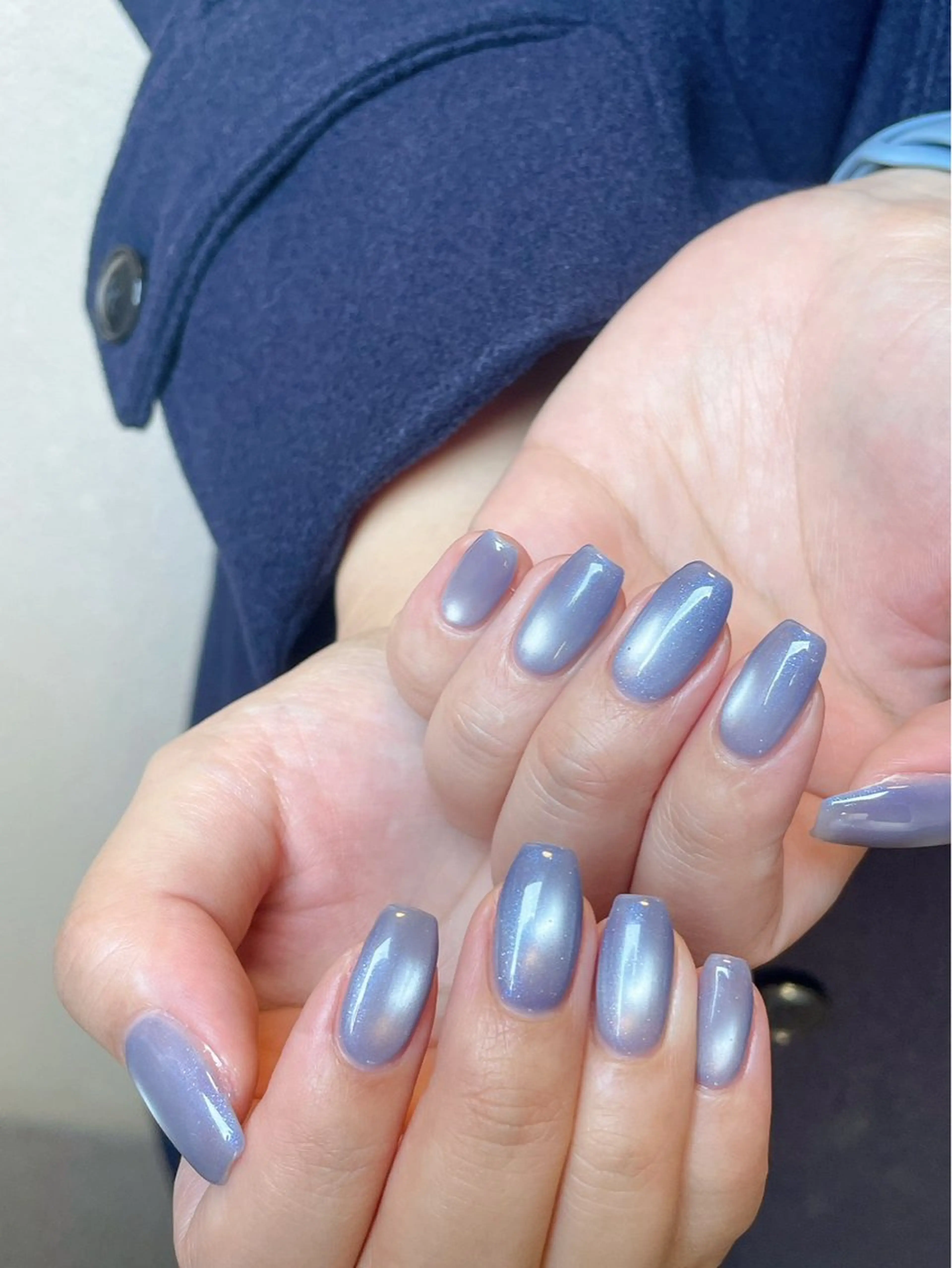 ネイル オーロラネイル ブルー フットネイル フレンチネイル ジェルネイル kiki nail たまプラーザのネイルデザイン