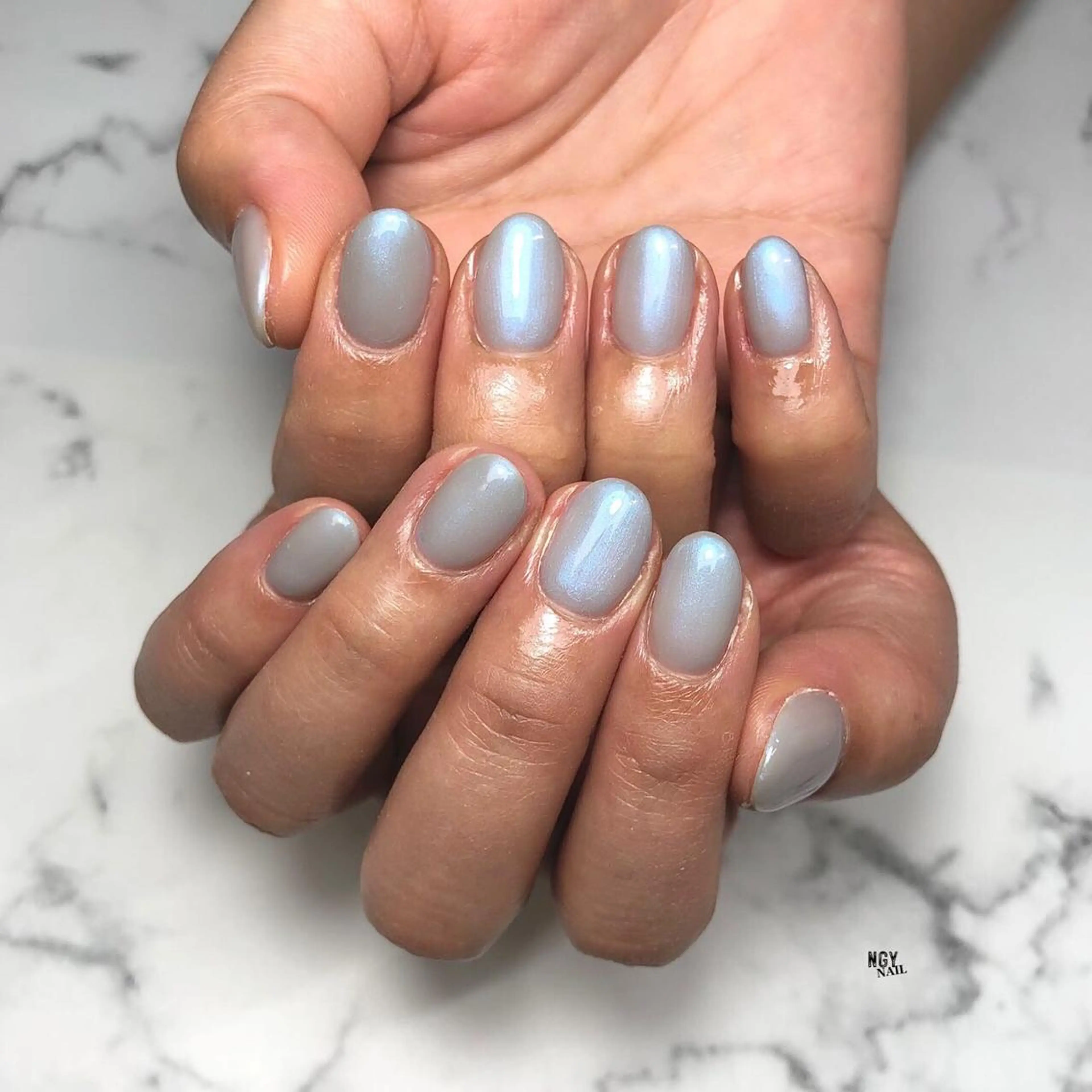 ネイル ブルー ジェルネイル 韓国ネイル 水色 ワンカラーネイル ハンドネイル NAIL NOWのネイルデザイン