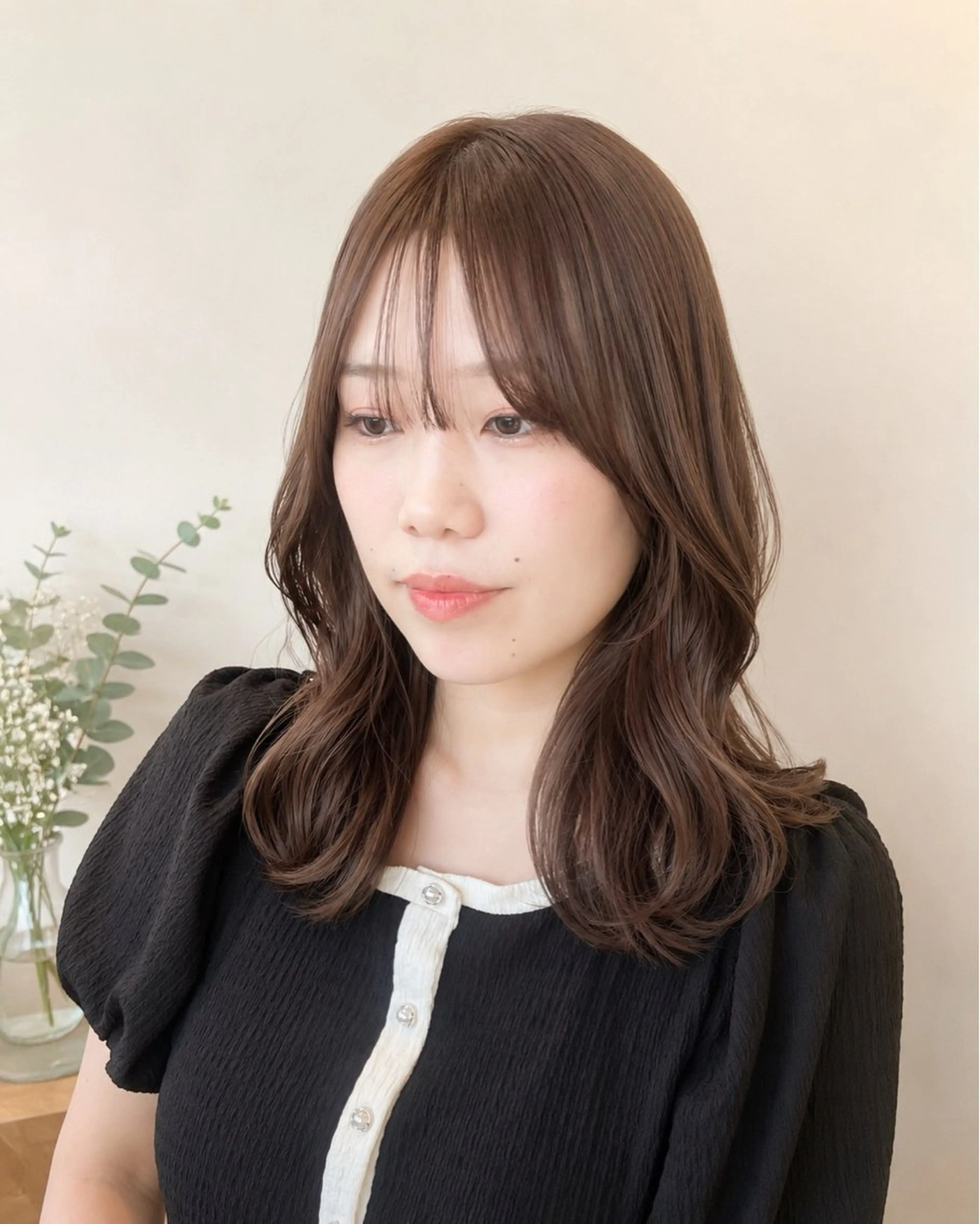 ミディアム カット ヘアカラー トリートメント yukii しまむら のぞみのヘアスタイル