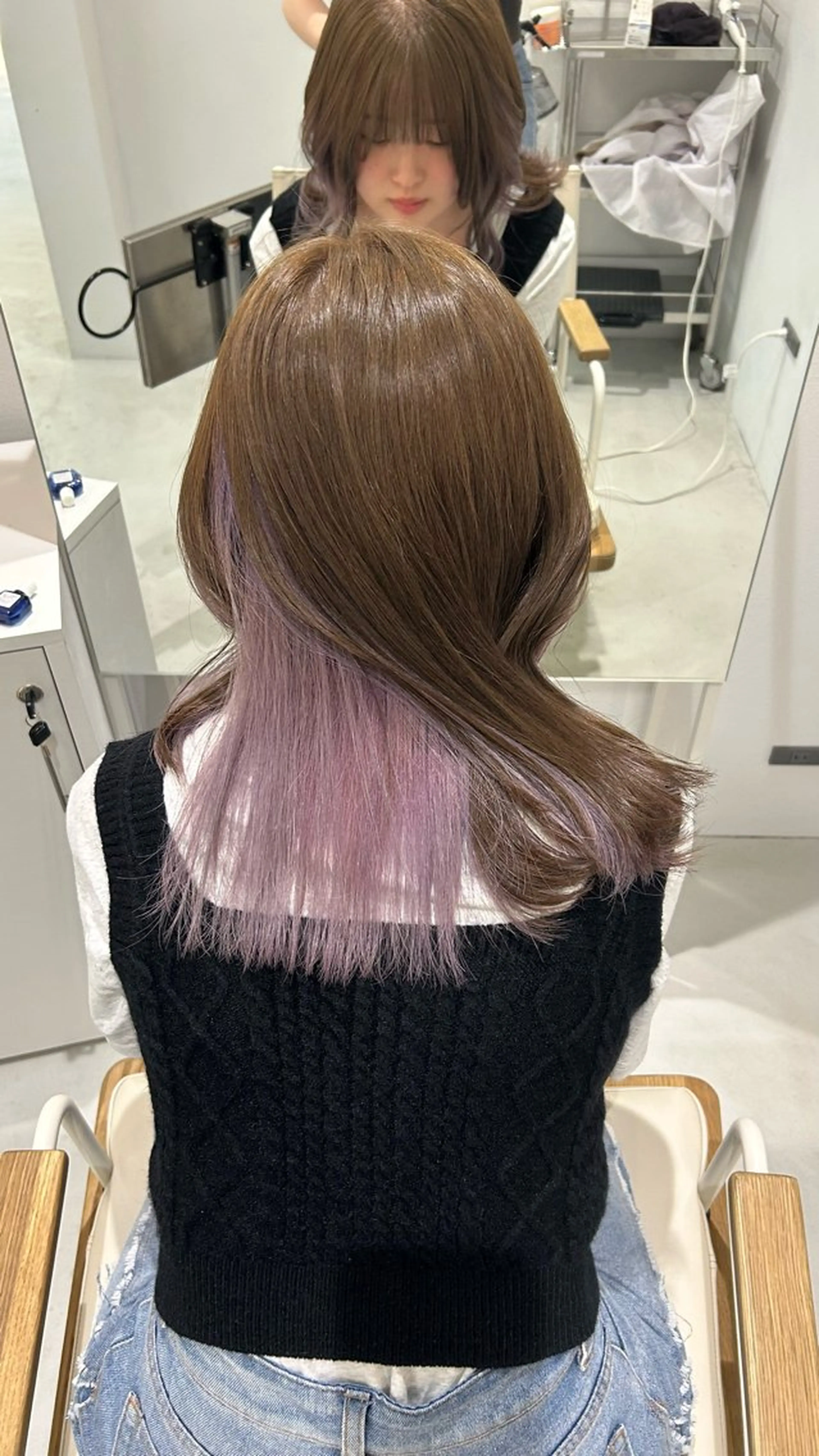 ミディアム カラー ハイトーン/艶髪/ 暗髪/韓国/sanaのヘアスタイル