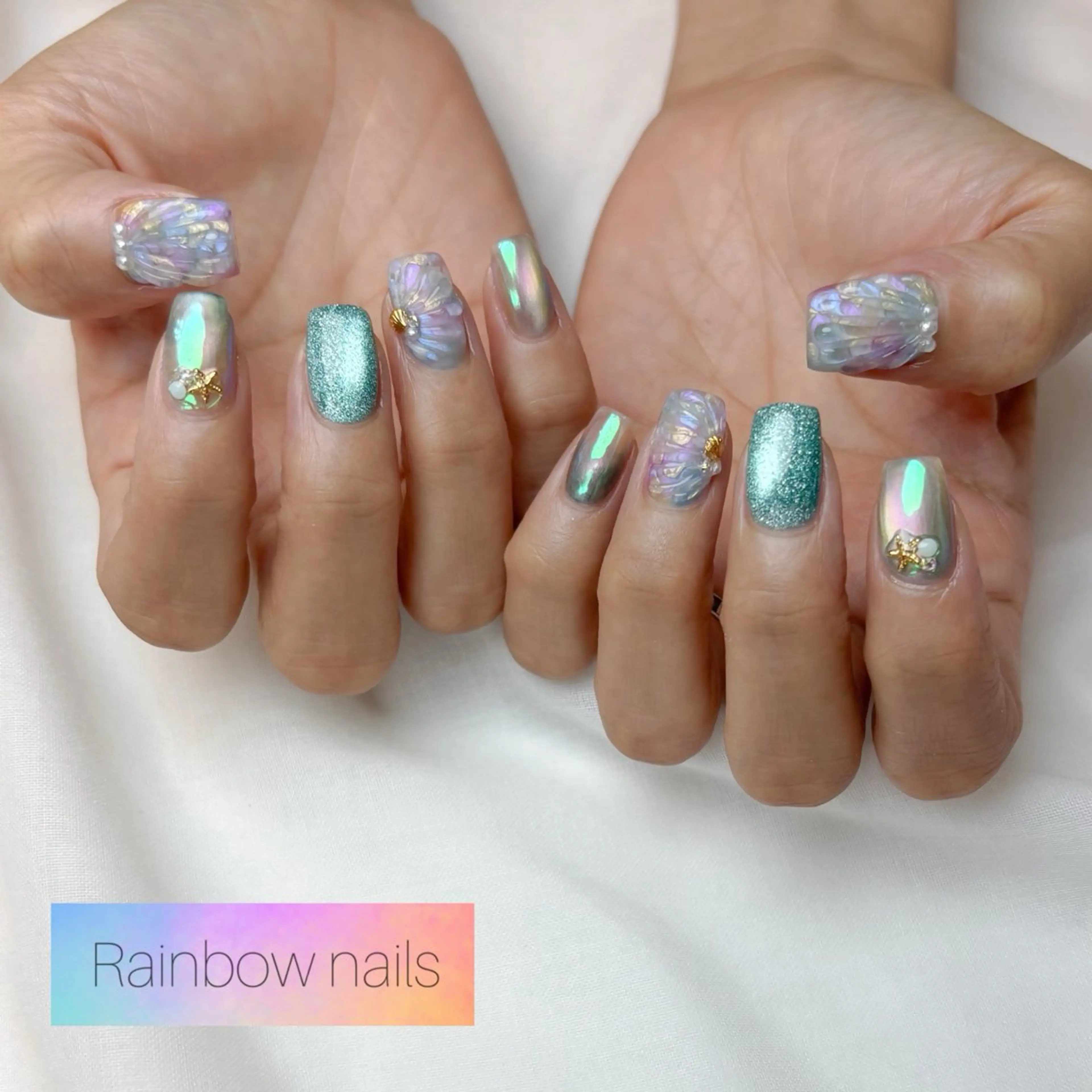 ネイル ハンドネイル Rainbow nailsくろちゃんのネイルデザイン