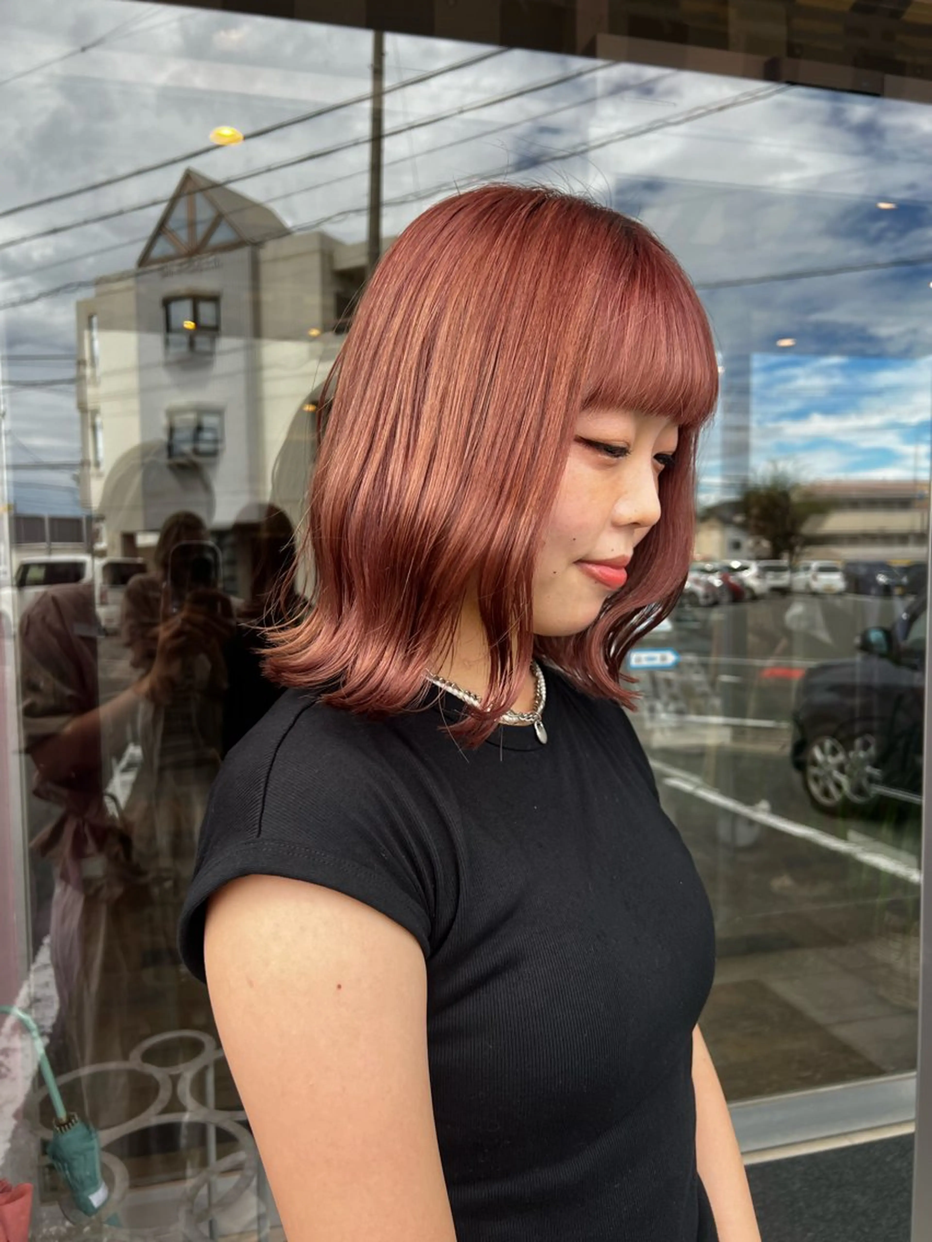 ミディアム カラー れいな🌼 ボブ･艶カラー🌼のヘアスタイル