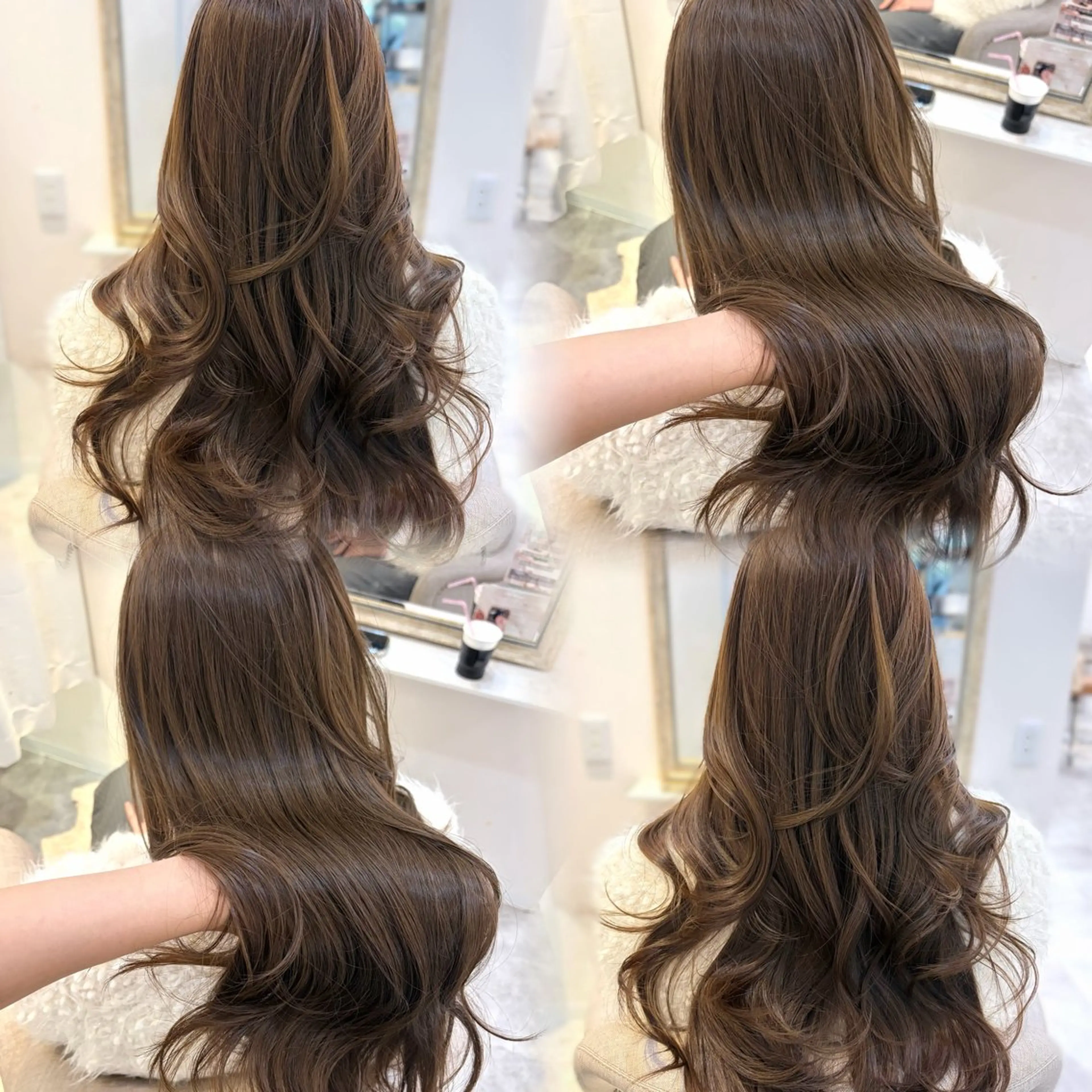 ロング カラー ベージュカラー 透明感カラー オリーブベージュ レイヤーカット カット ヘアカラー トレンド韓国モテヘア Natsuki🌛のヘアスタイル