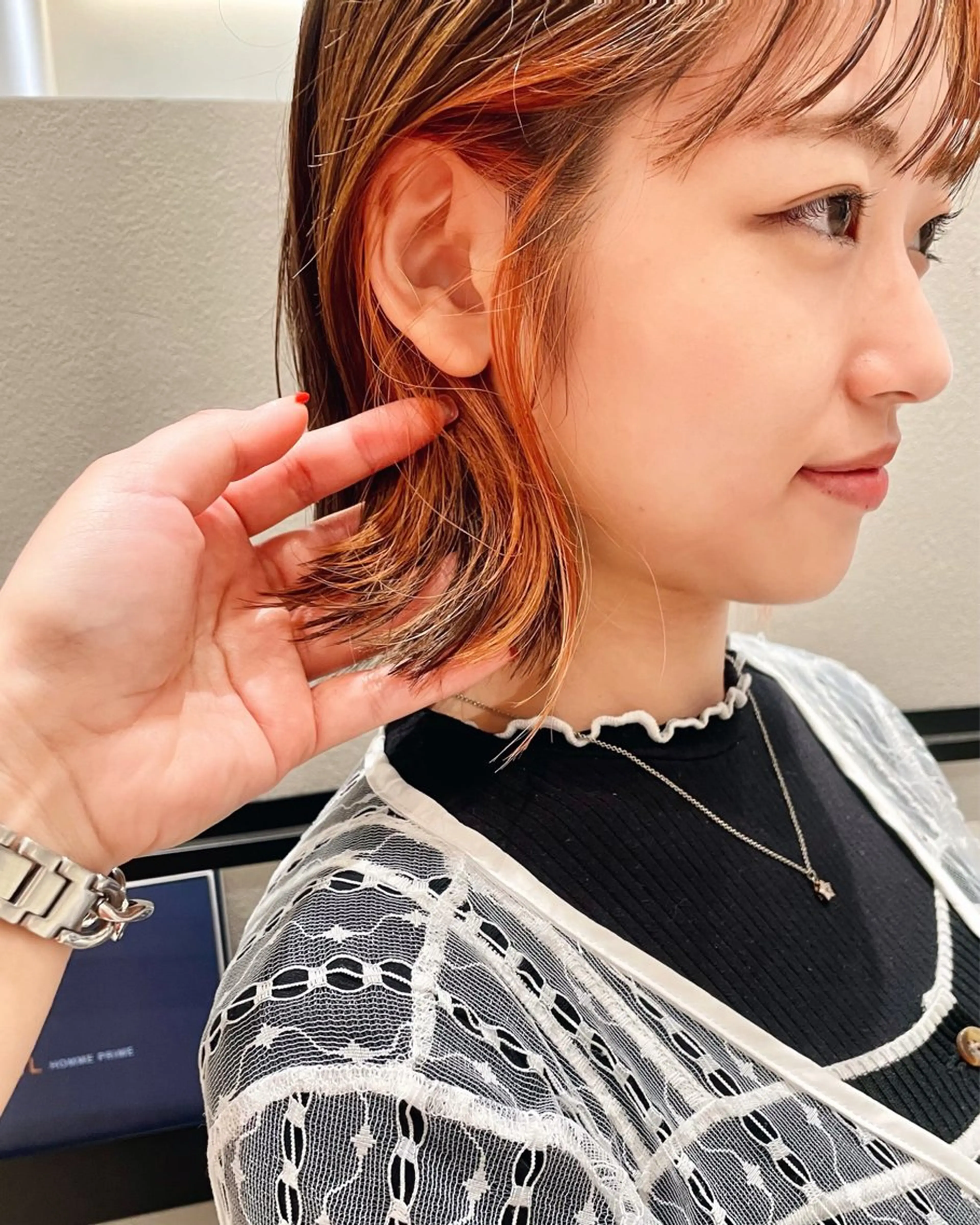 ミディアム カラー インナーカラー オレンジ ktwo/難波 /似合わせ/木浦のヘアスタイル