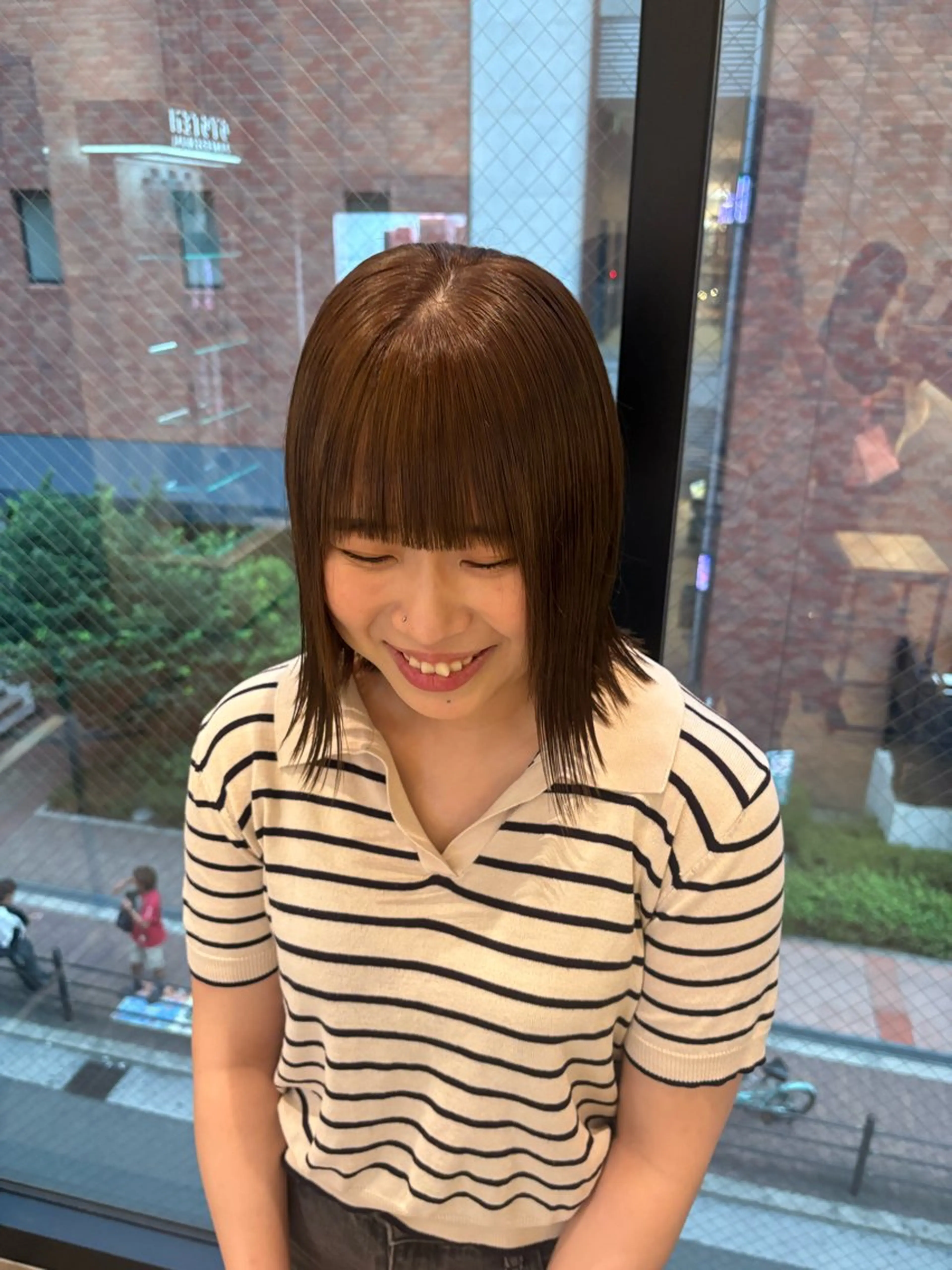 ミディアム カラー ブリーチ 透明感カラー まほ/ あべの/braceのヘアスタイル