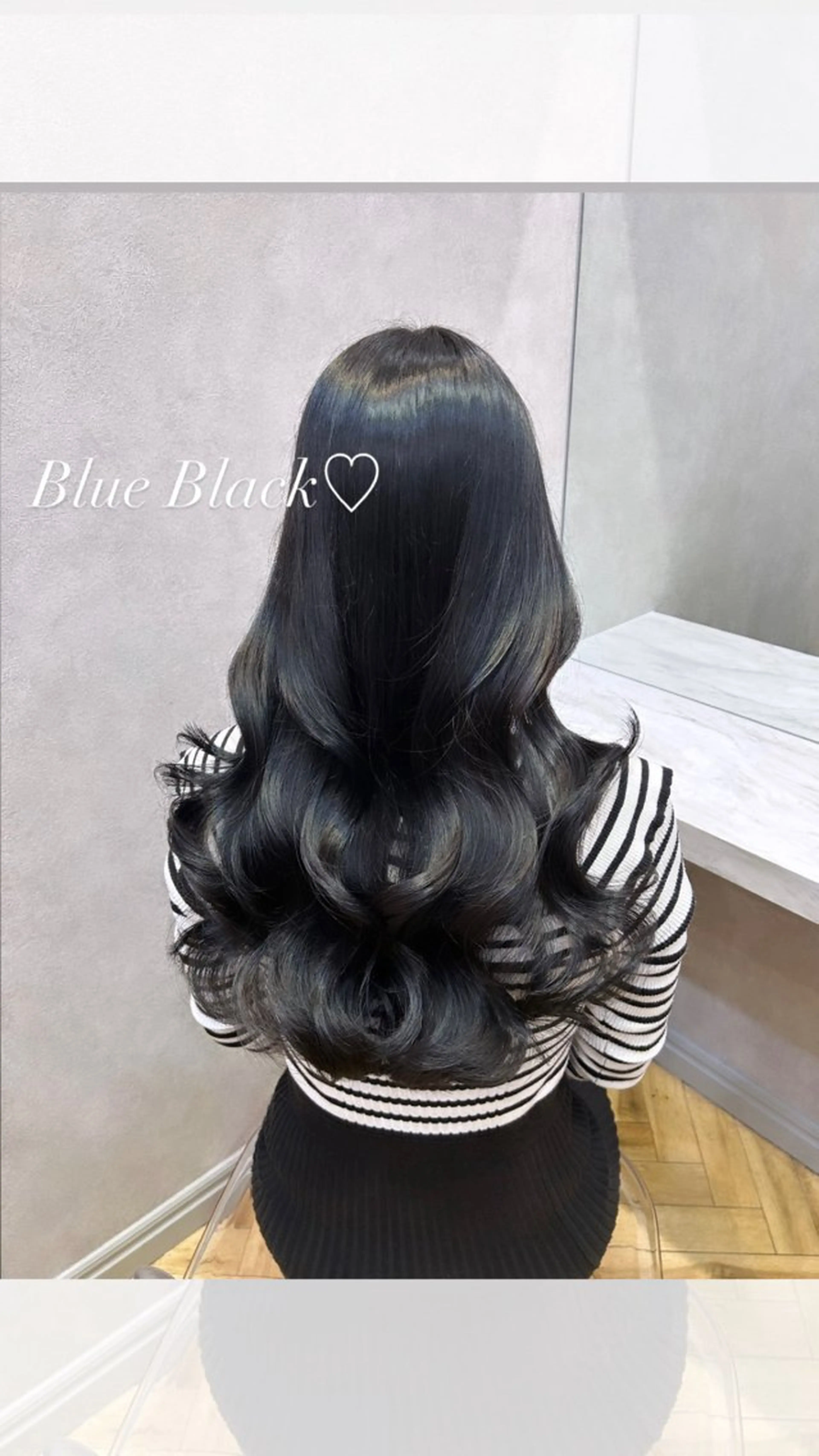 ロング カラー ヘアアレンジ 黒髪 ブルーカラー ブルーブラック カット ヘアカラー 🩷韓国ヘア/ヨシン モリ🩷Maikaのヘアスタイル