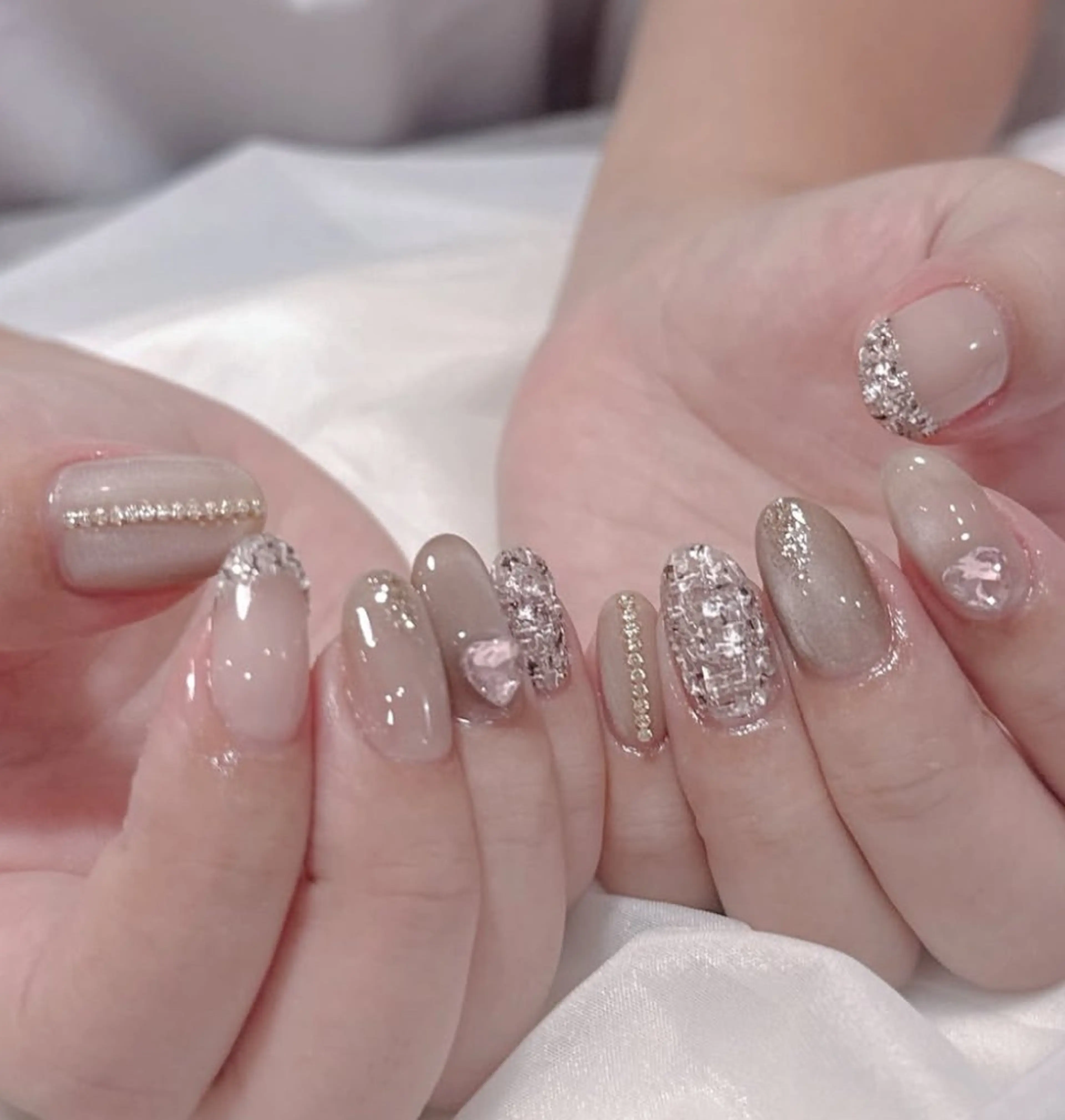 ネイル アートネイル フレンチネイル ジェルネイル キラキラネイル ニュアンスネイル ハンドネイル Ryunail所属・Ryu Nail NekoChanのネイルデザイン