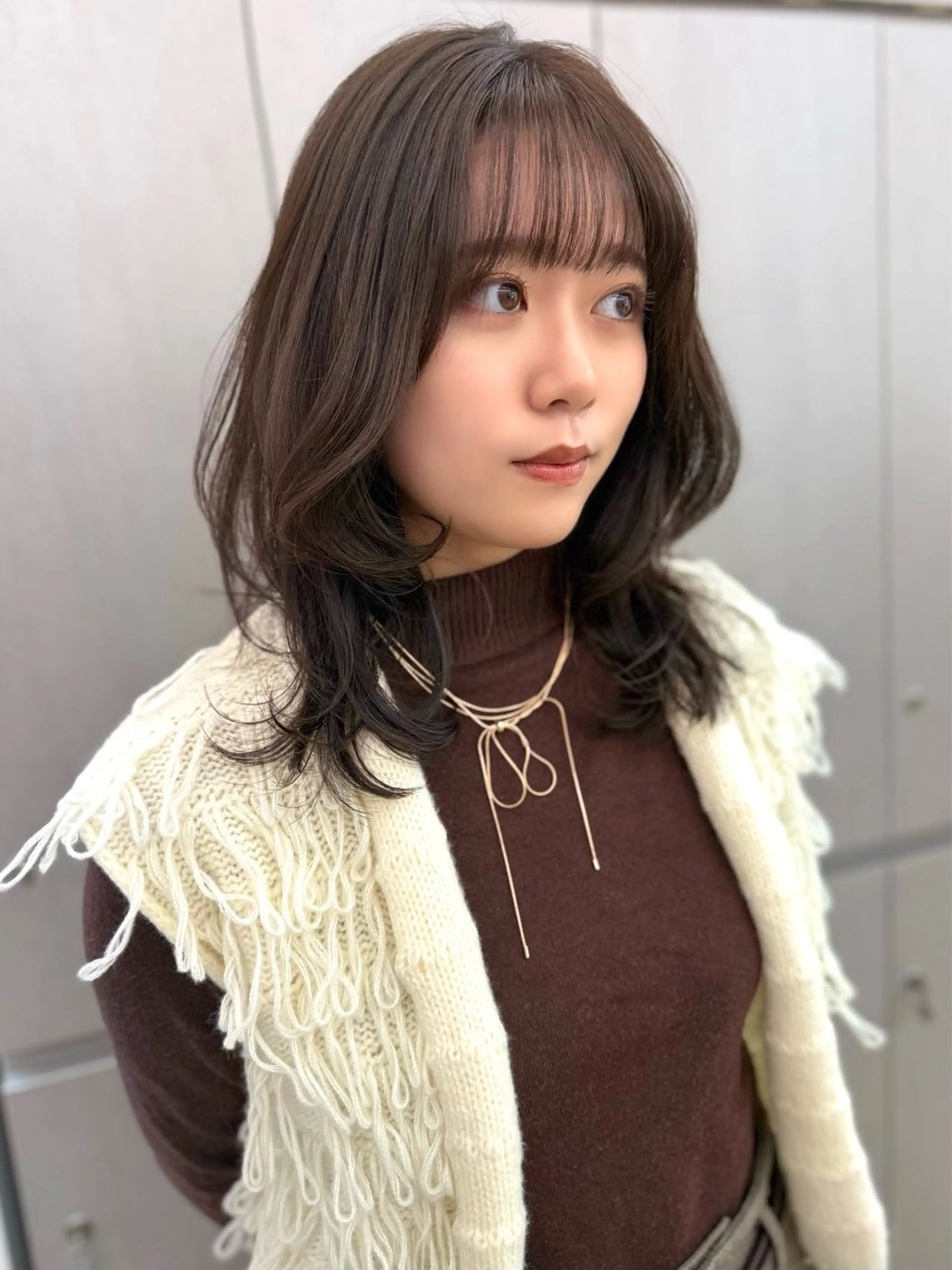 ミディアム カット ヘアカラー トリートメント ✨コテ巻き風パーマ ✨川合佑哉のヘアスタイル