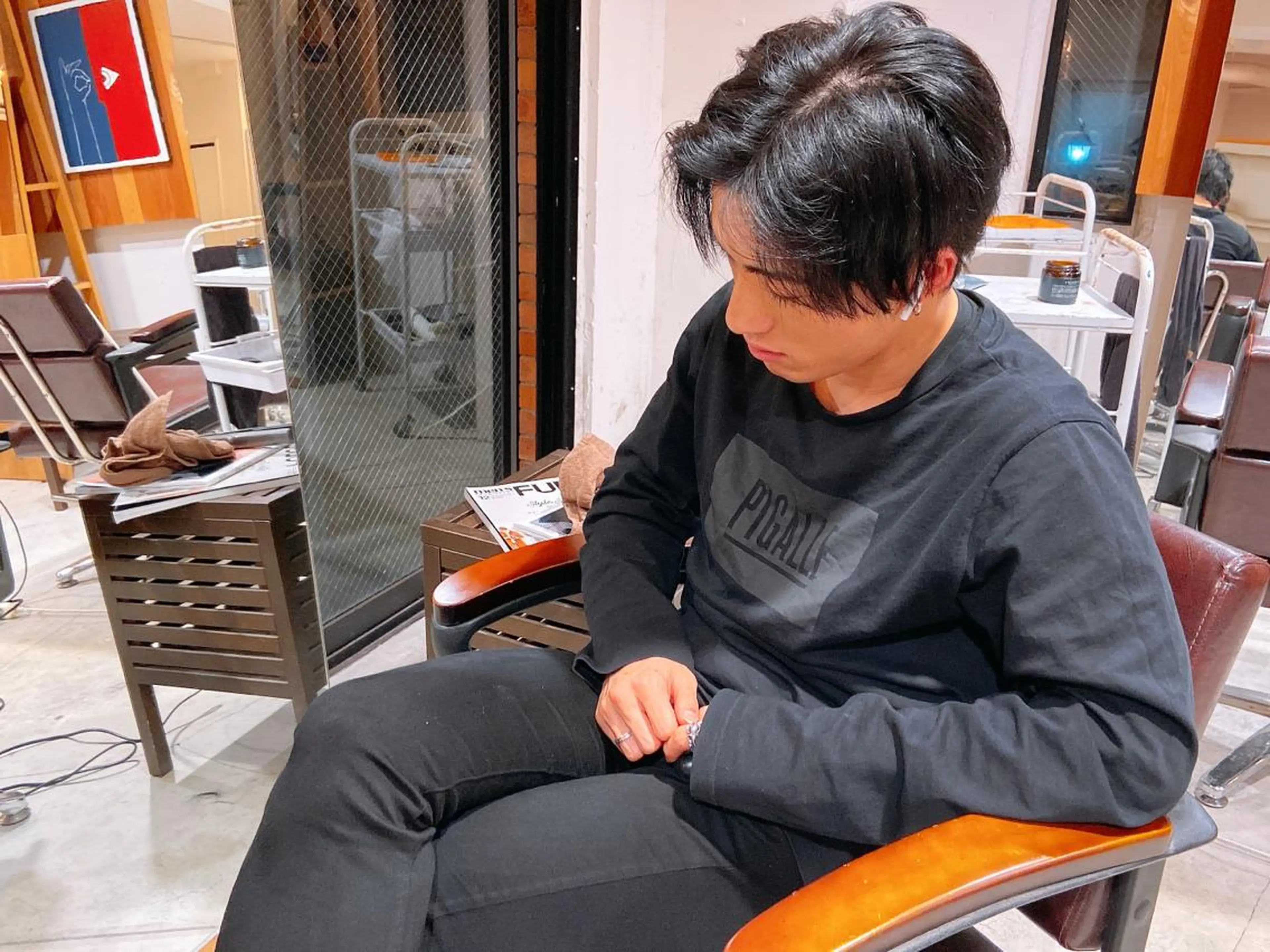 ショート カラー パーマ ヘアアレンジ メンズ センターパート カット CHIC share salon所属・ちこ .のヘアスタイル