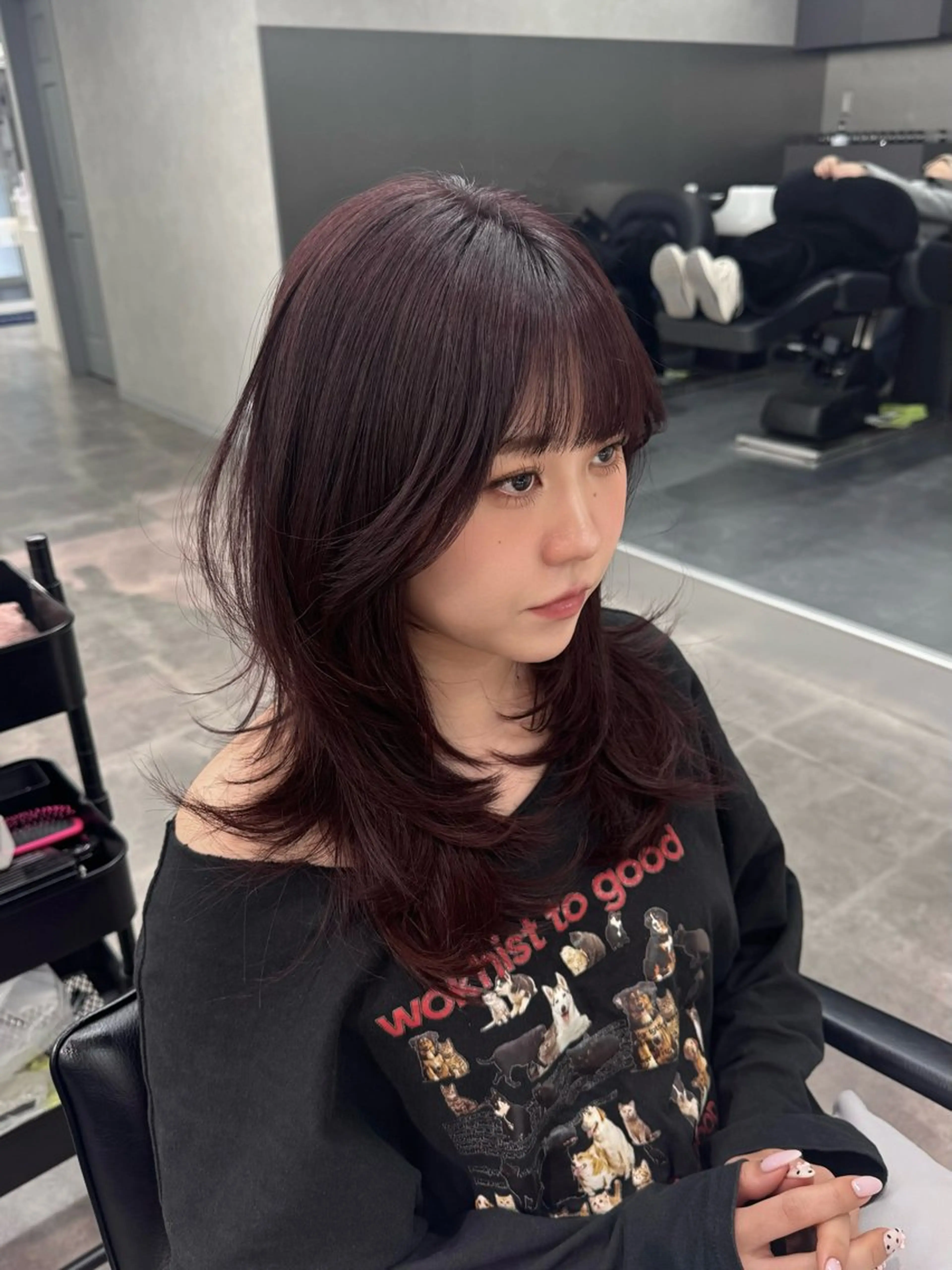 セミロング カラー ベージュカラー ブリーチ ブリーチなしカラー 韓国風ヘア レイヤーカット カット ヘアカラー トリートメント 韓国レイヤーカット /千葉/shimonのヘアスタイル